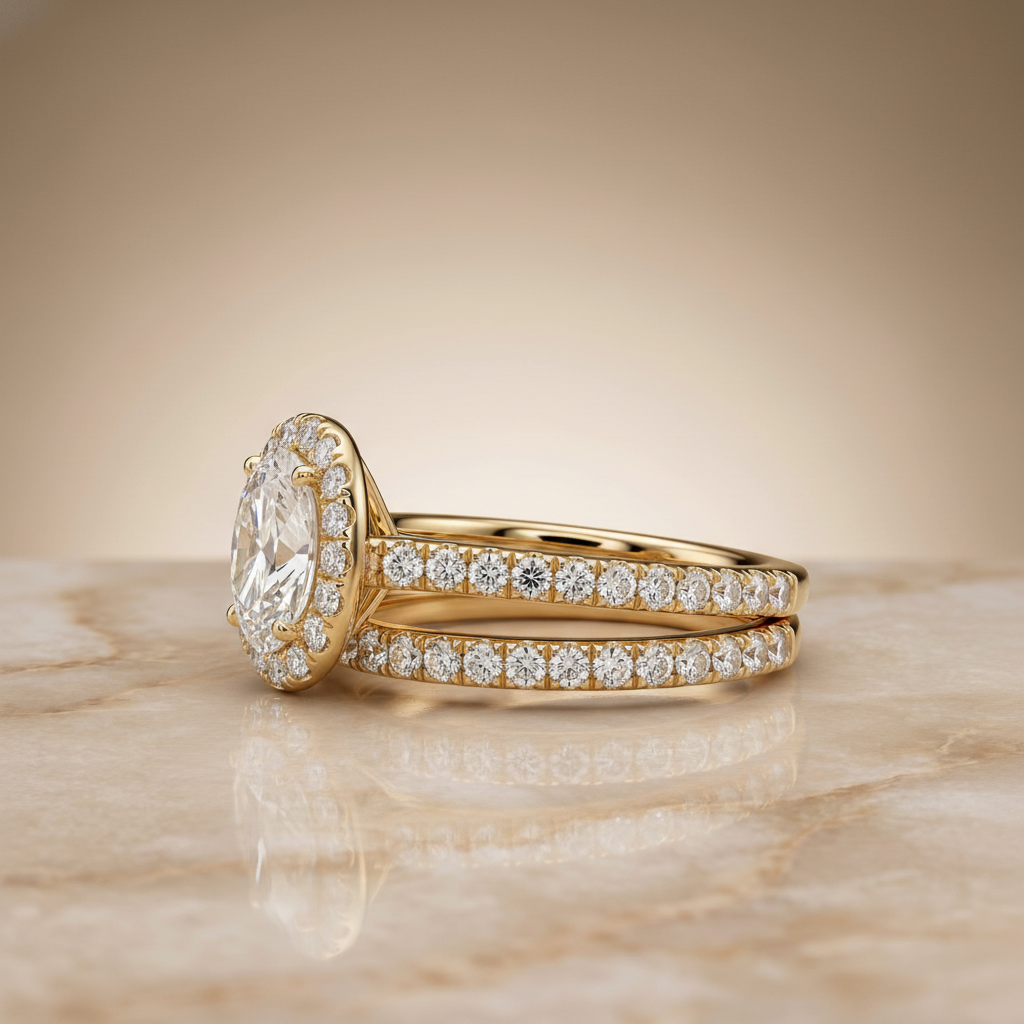 The Christina Matching Wedding Band, Oval in 18K Yellow Gold