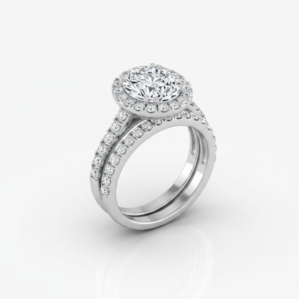The Christina Matching Wedding Band, Oval in Platinum