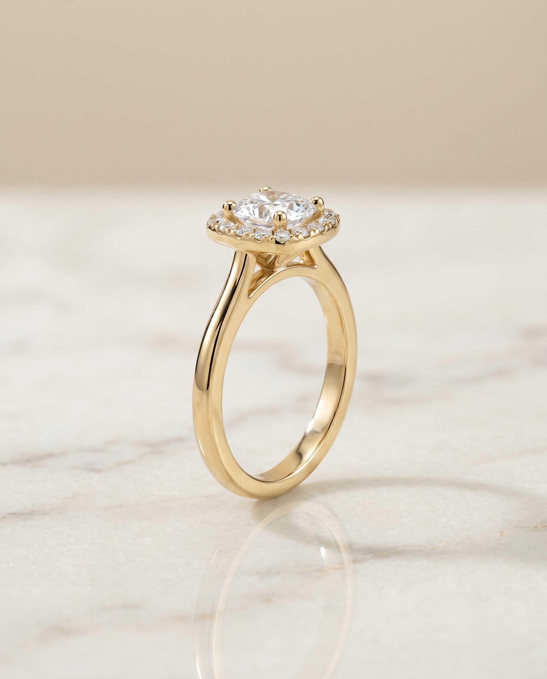 The Kate setting for cushion diamonds, made to order in 18K Yellow Gold | RockHer