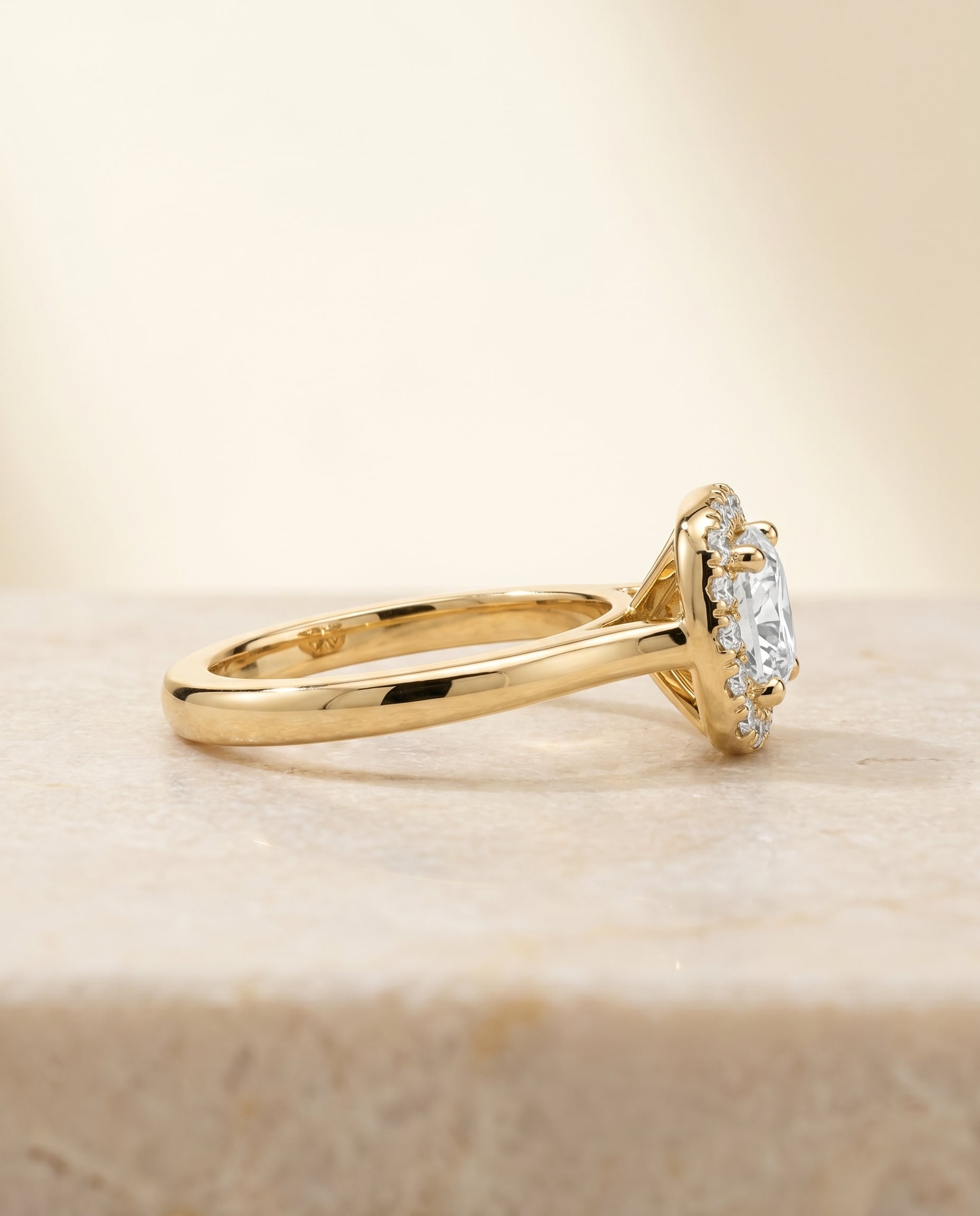 Classic French Pavé Halo Cut styling on The Kate cushion engagement ring setting | RockHer
