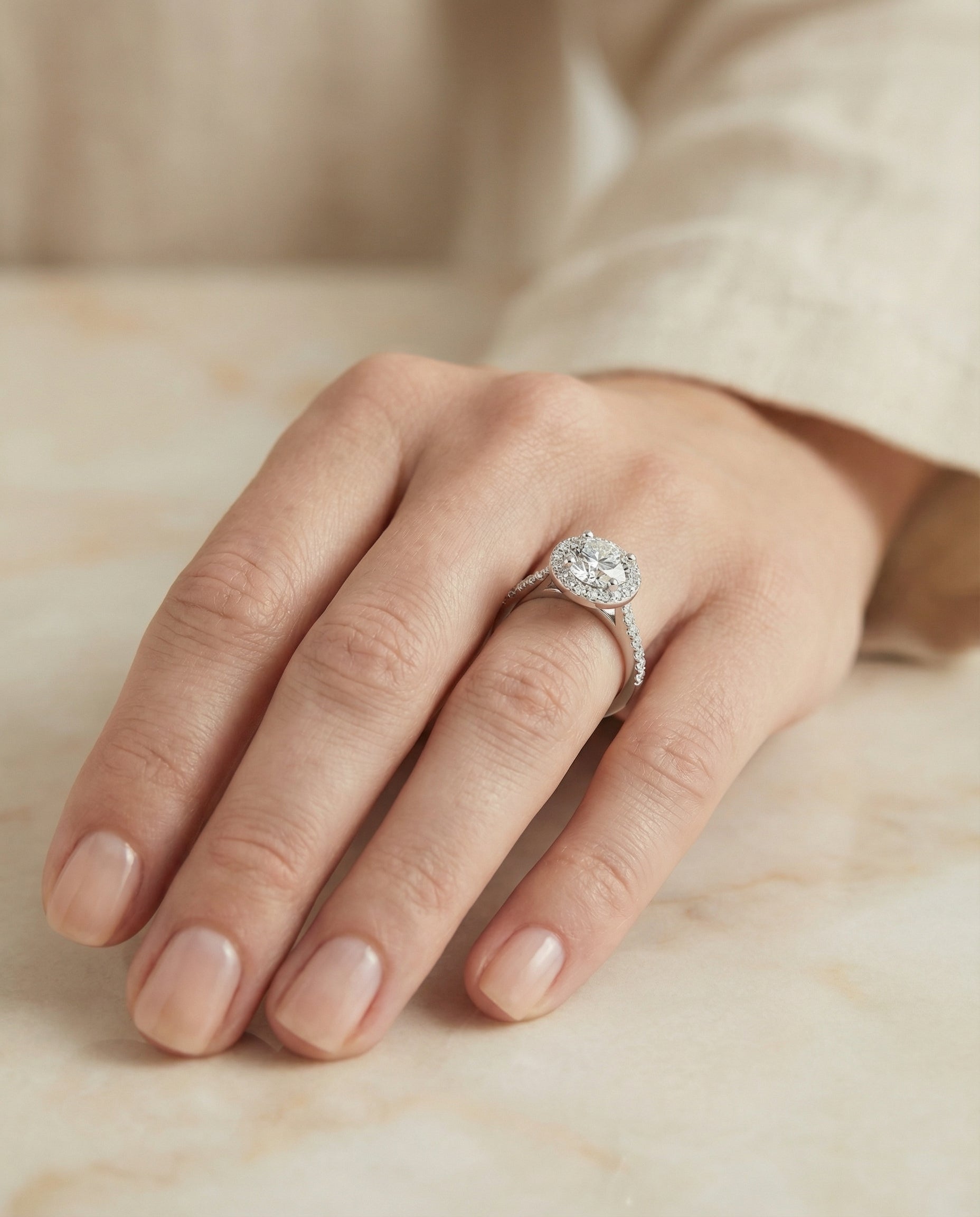 Platinum band of The Taylor round engagement ring setting | RockHer