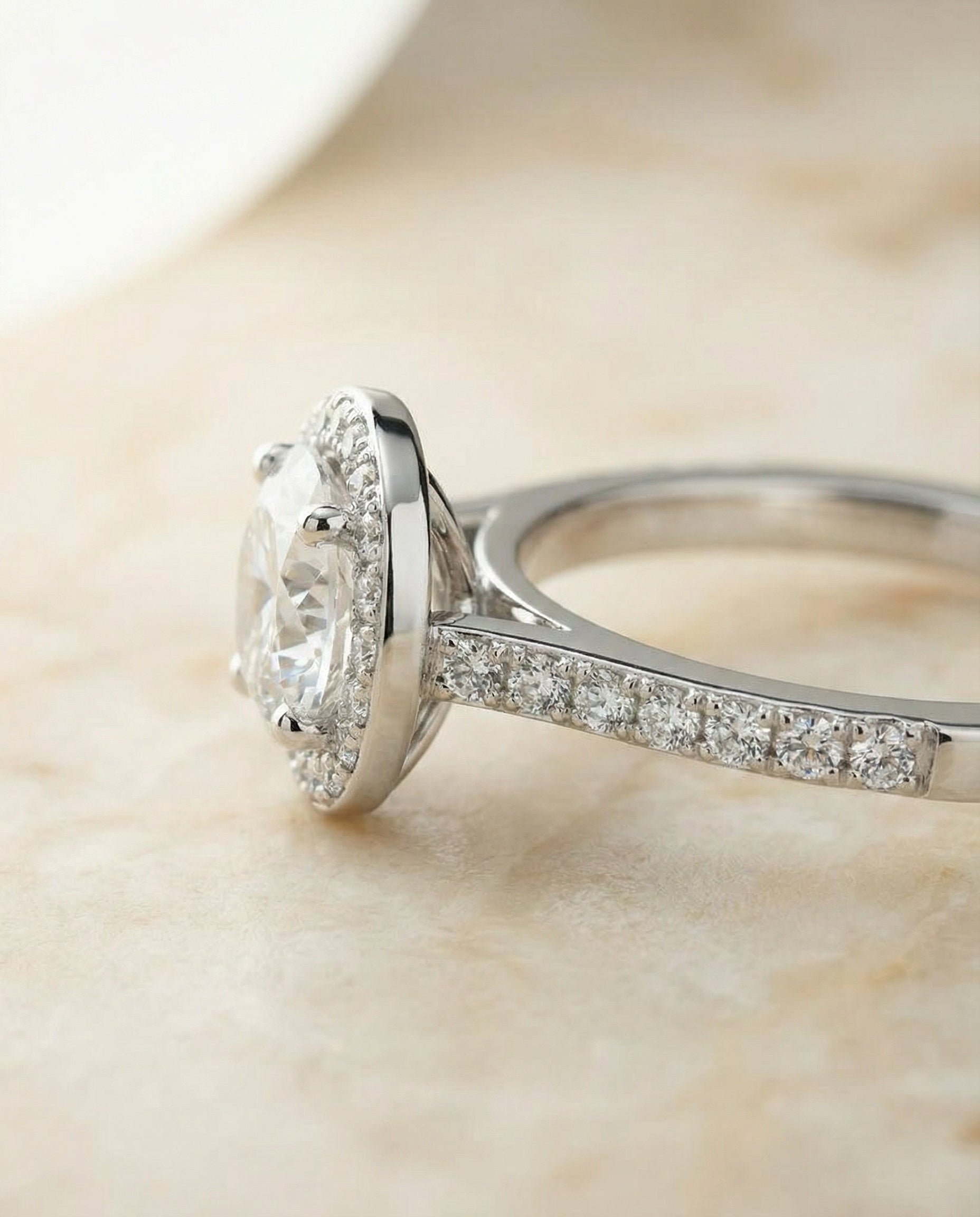 The Taylor engagement ring setting in Platinum, pavé halo design | RockHer
