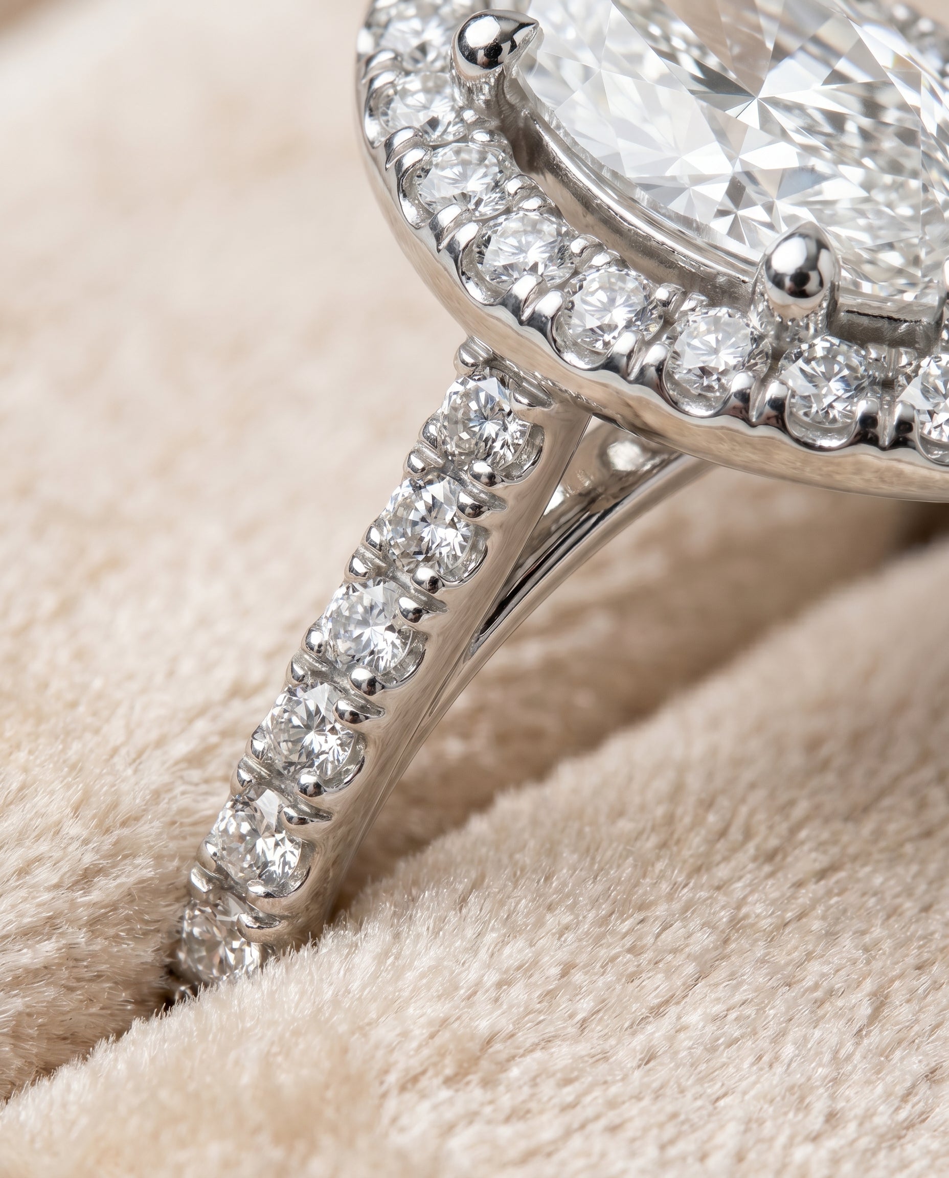 Platinum band of The Sade marquise engagement ring setting | RockHer