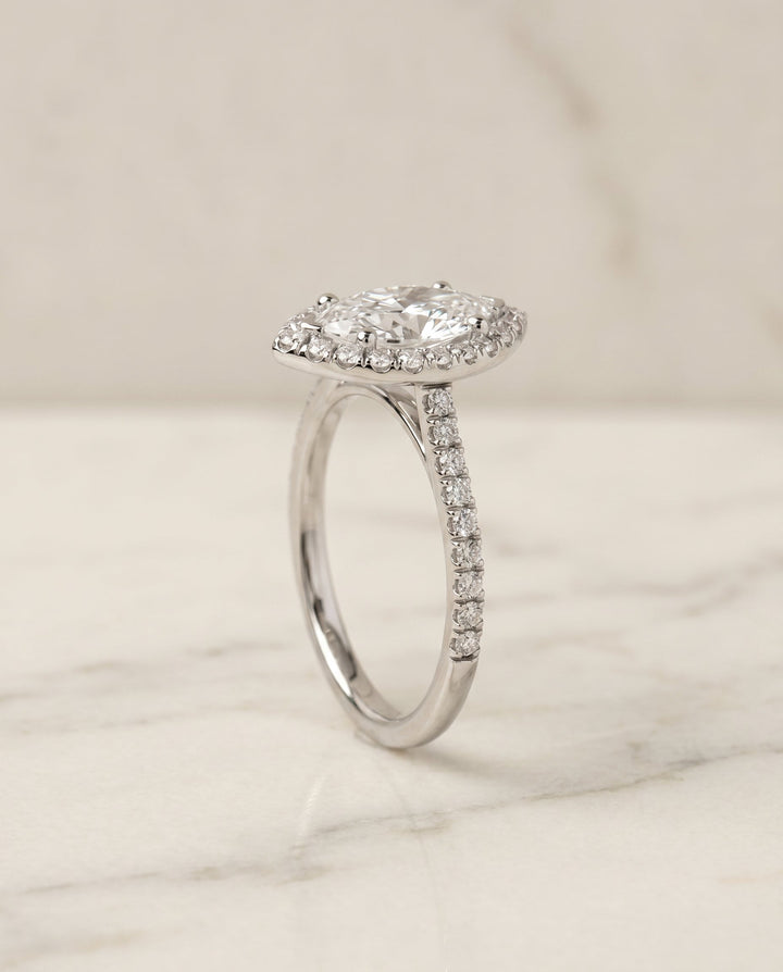 Sade Select Classic French Pave Halo Linear Marquise in 14K White Gold – view 2