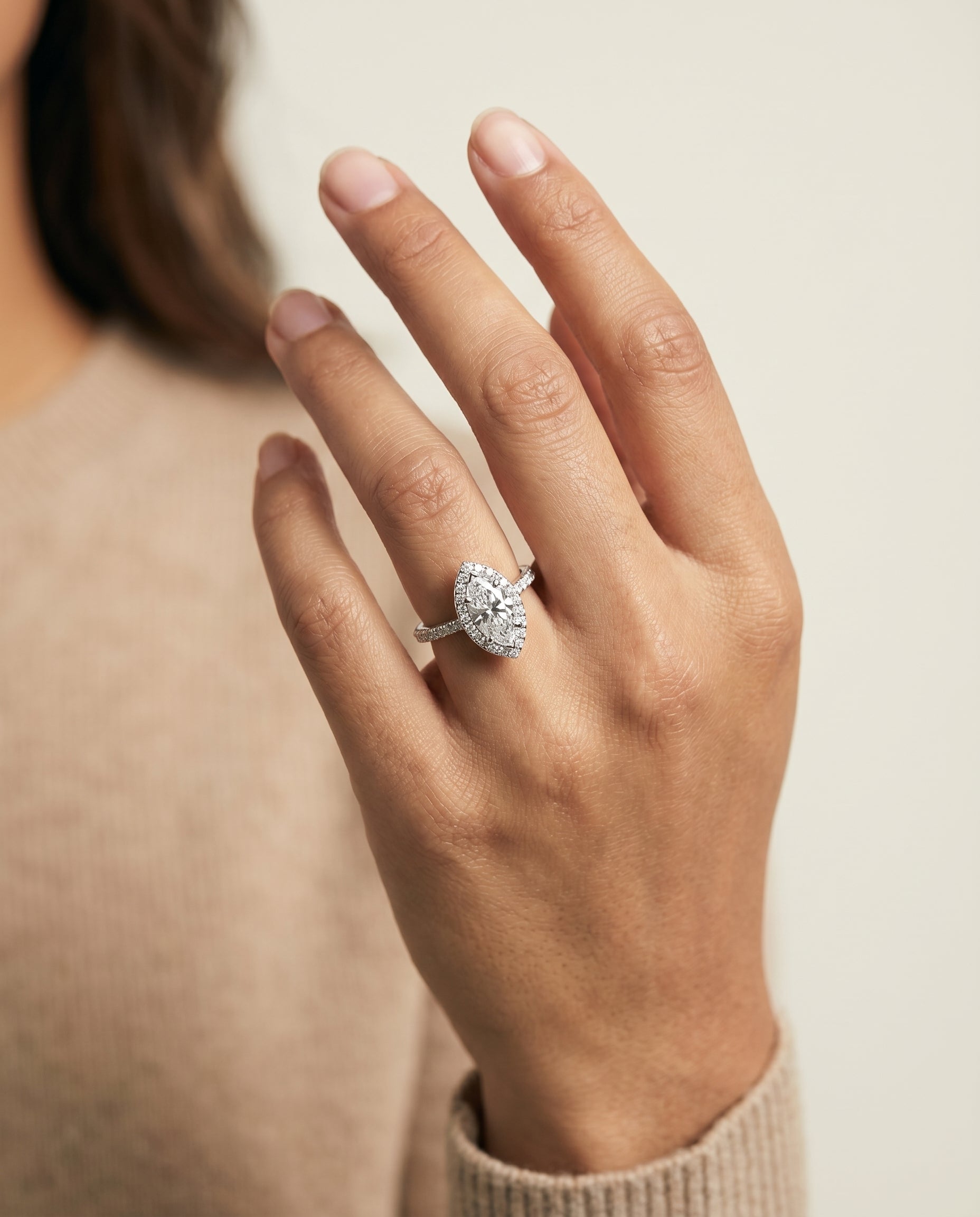The Sade setting for marquise diamonds, made to order in Platinum | RockHer