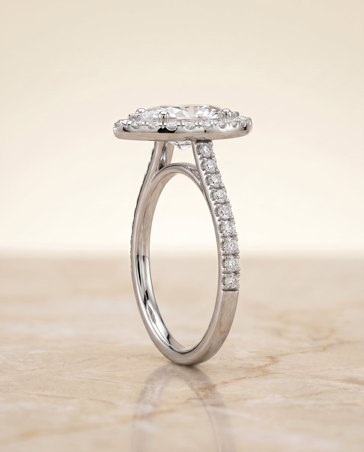 Sade Select Classic French Pave Halo Linear Marquise in 14K White Gold – view 6