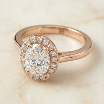 The Kate Classic French Pavé Halo Oval Engagement Ring Setting in 14K Rose Gold
