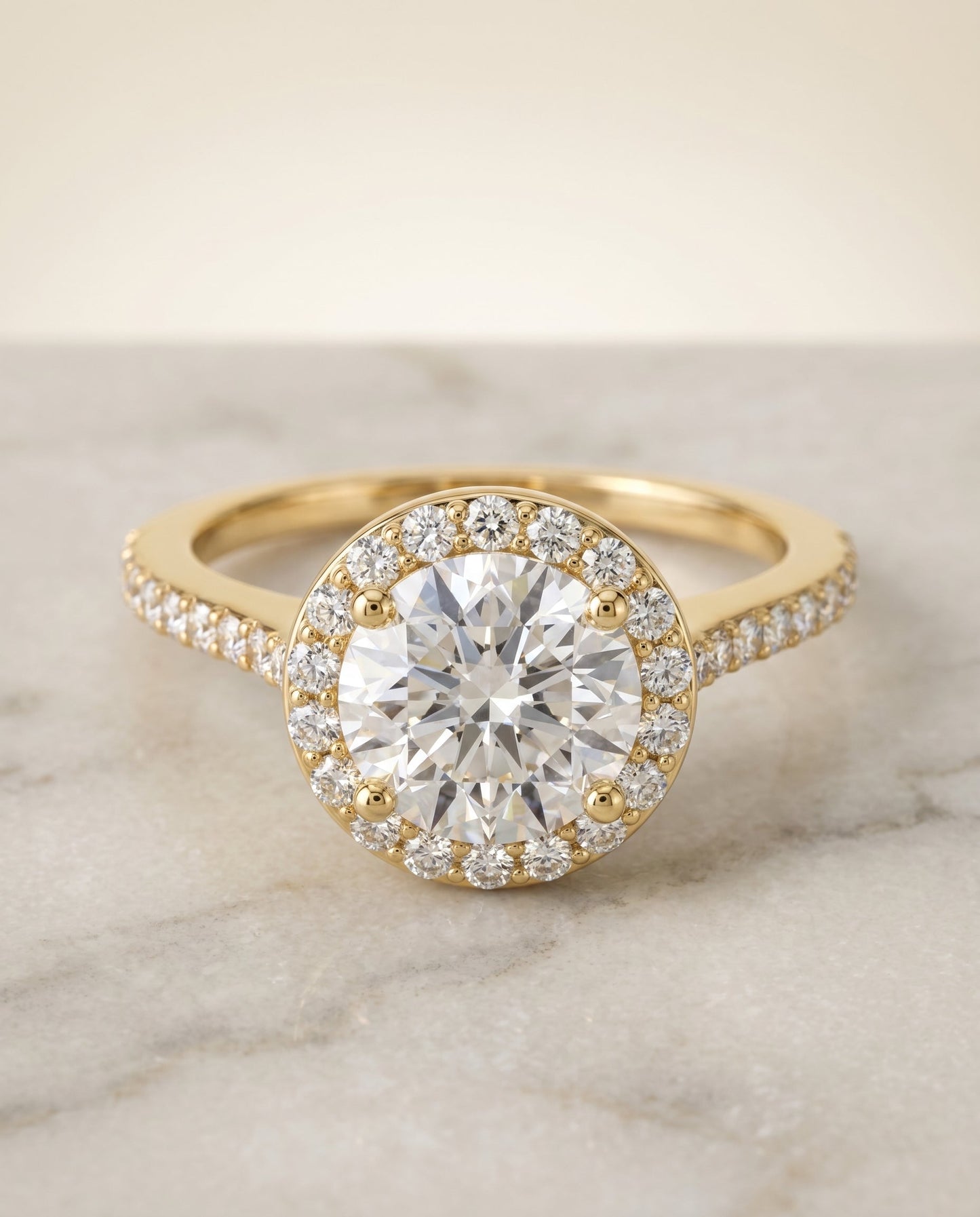 Taylor Select Classic French Pave Halo Oval in 18K Yellow Gold – view 1