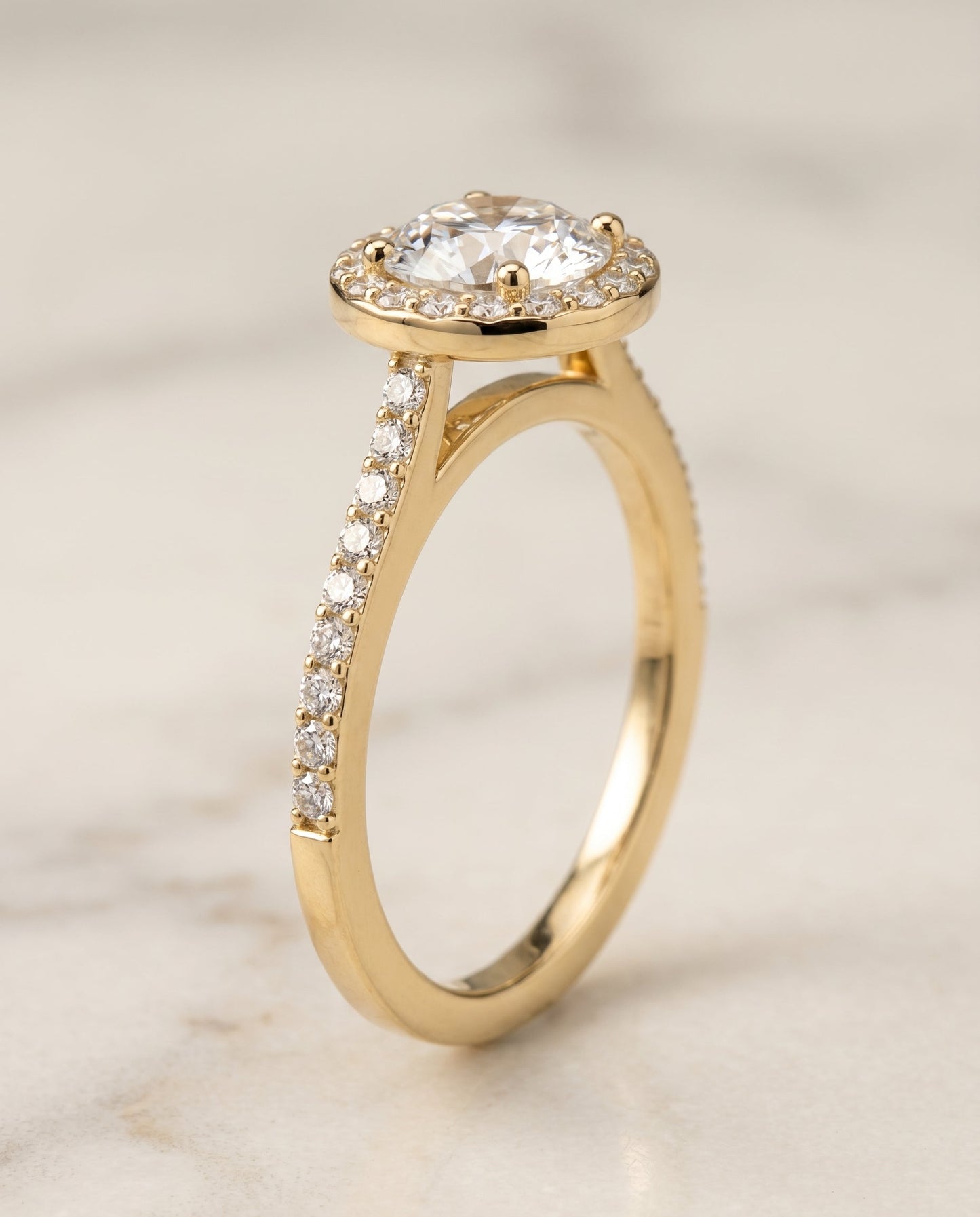 Taylor Select Classic French Pave Halo Oval in 18K Yellow Gold – view 2