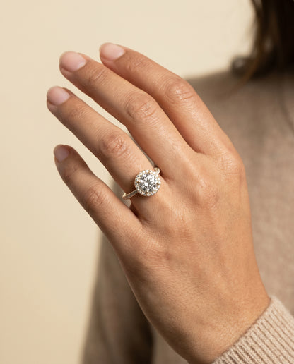 The Taylor Pavé Halo Round Engagement Ring Setting in 18K Yellow Gold