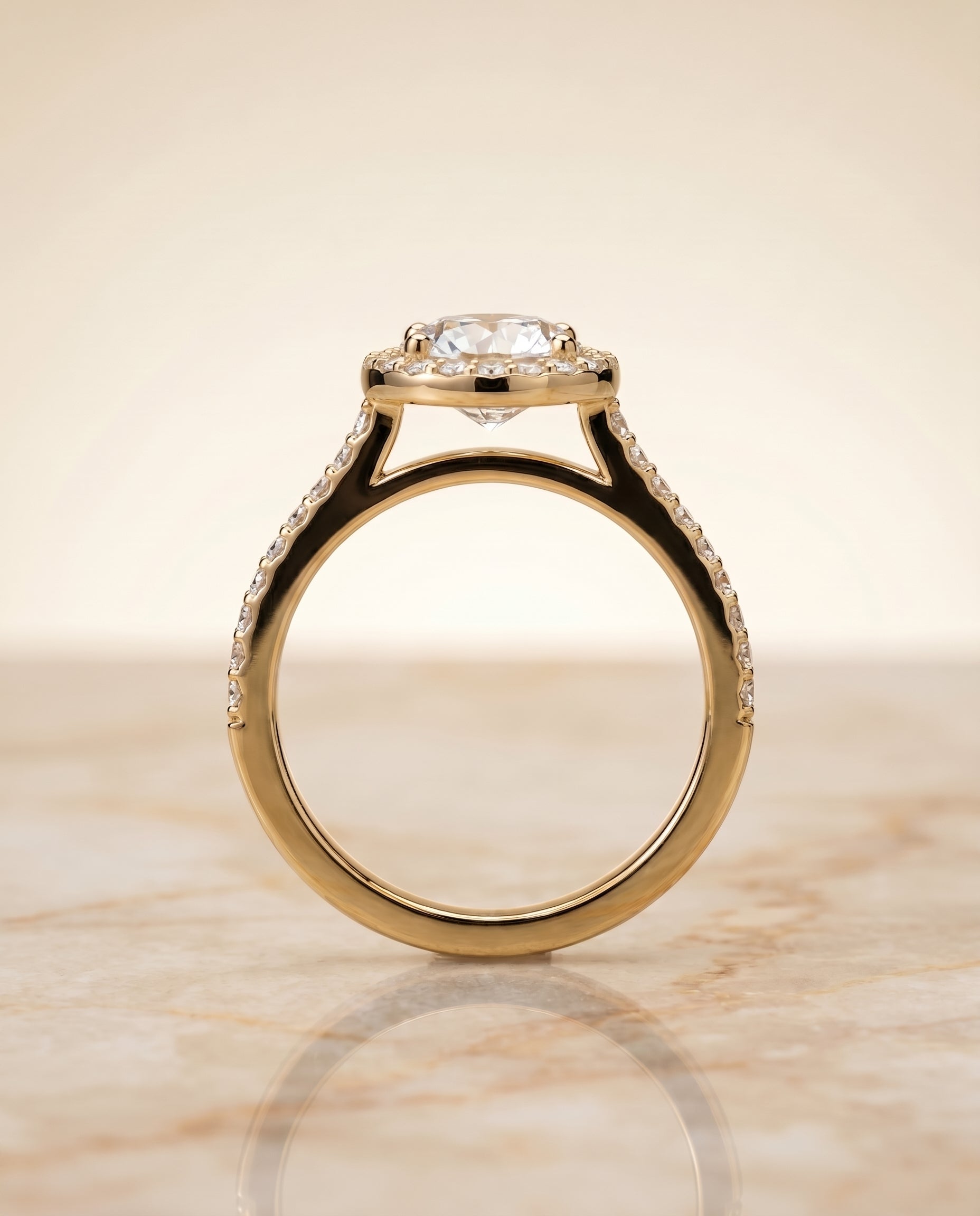 The Taylor pavé halo engagement ring setting, shown in 18K Yellow Gold | RockHer