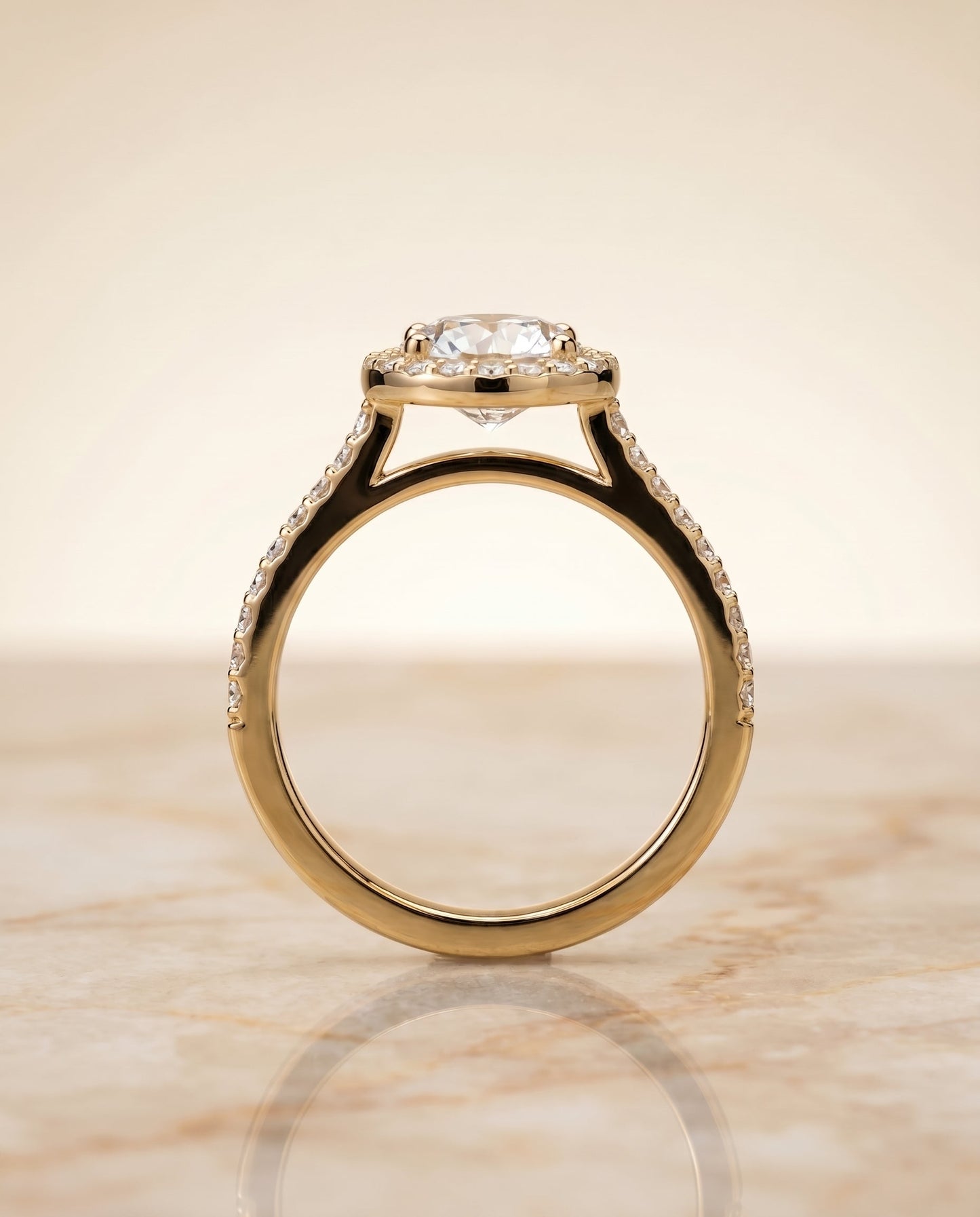 Taylor Select Classic French Pave Halo Oval in 18K Yellow Gold – view 6