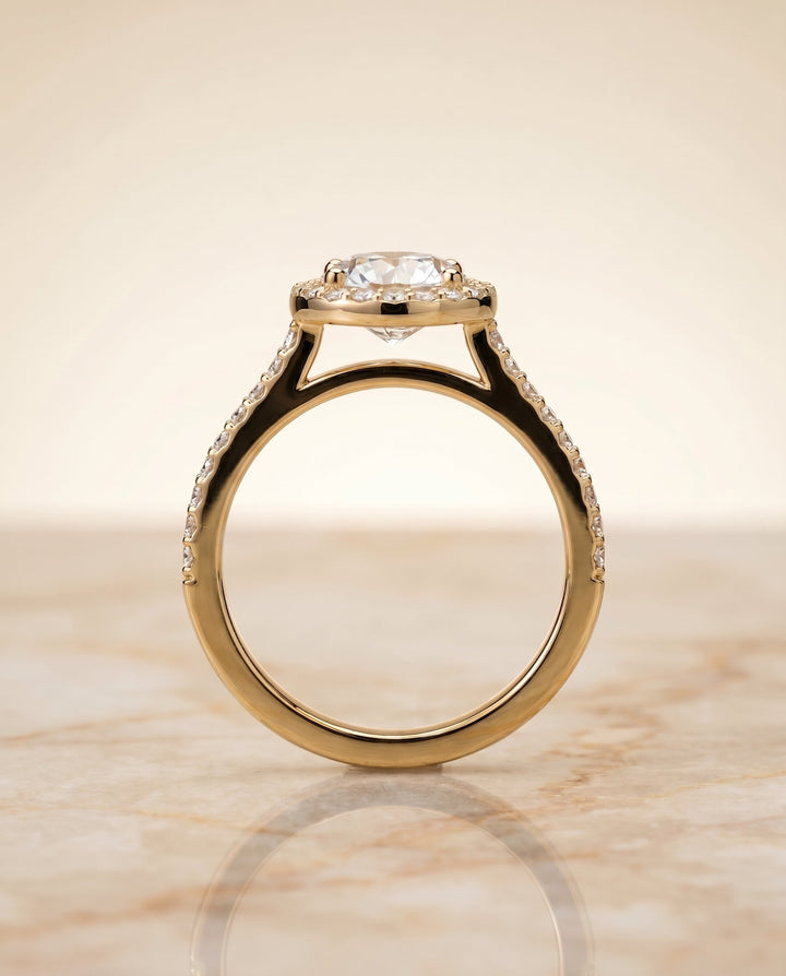 Taylor Select Classic French Pave Halo Oval in 18K Yellow Gold – view 6
