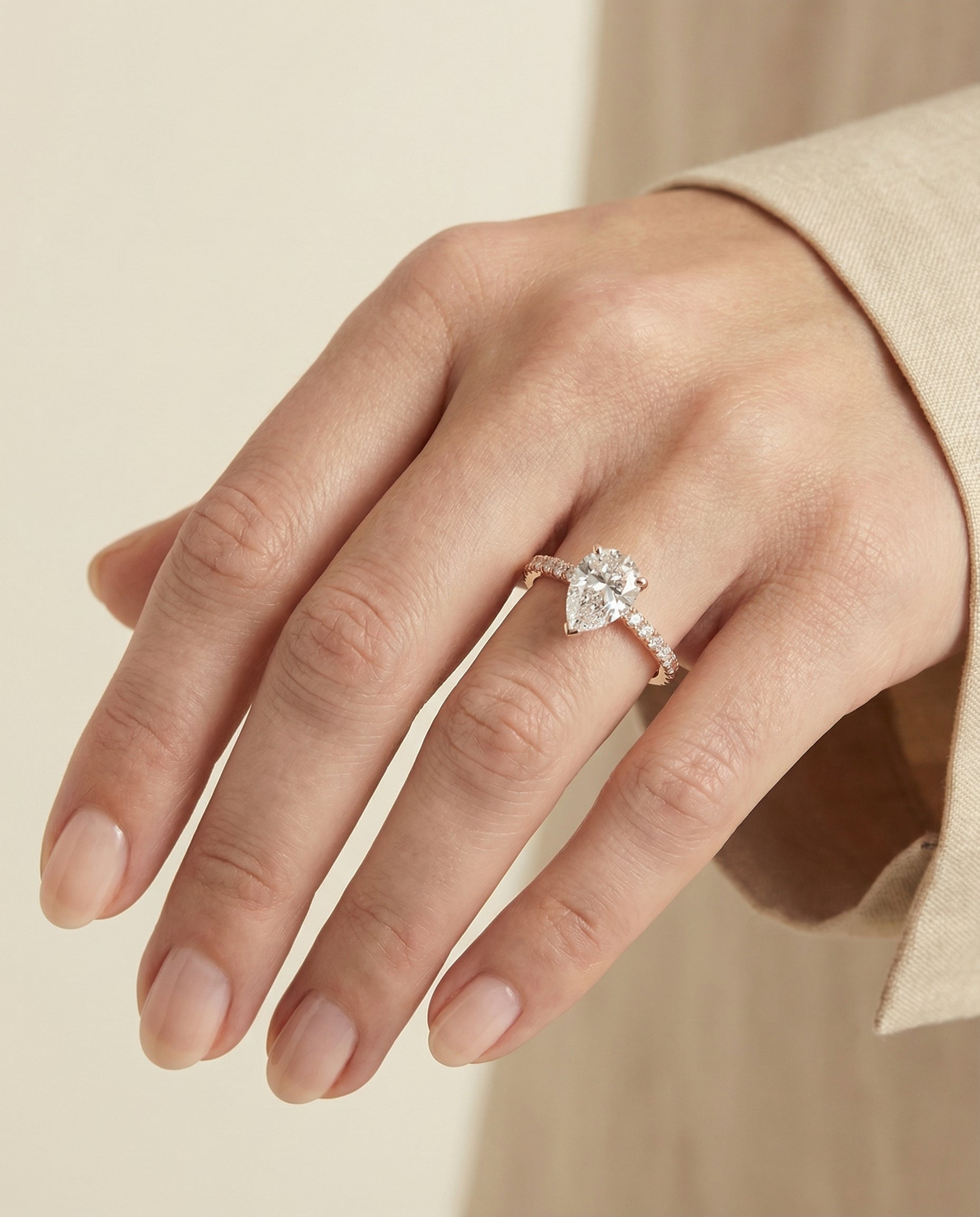 The Norah setting for pear diamonds, made to order in 14K Rose Gold | RockHer