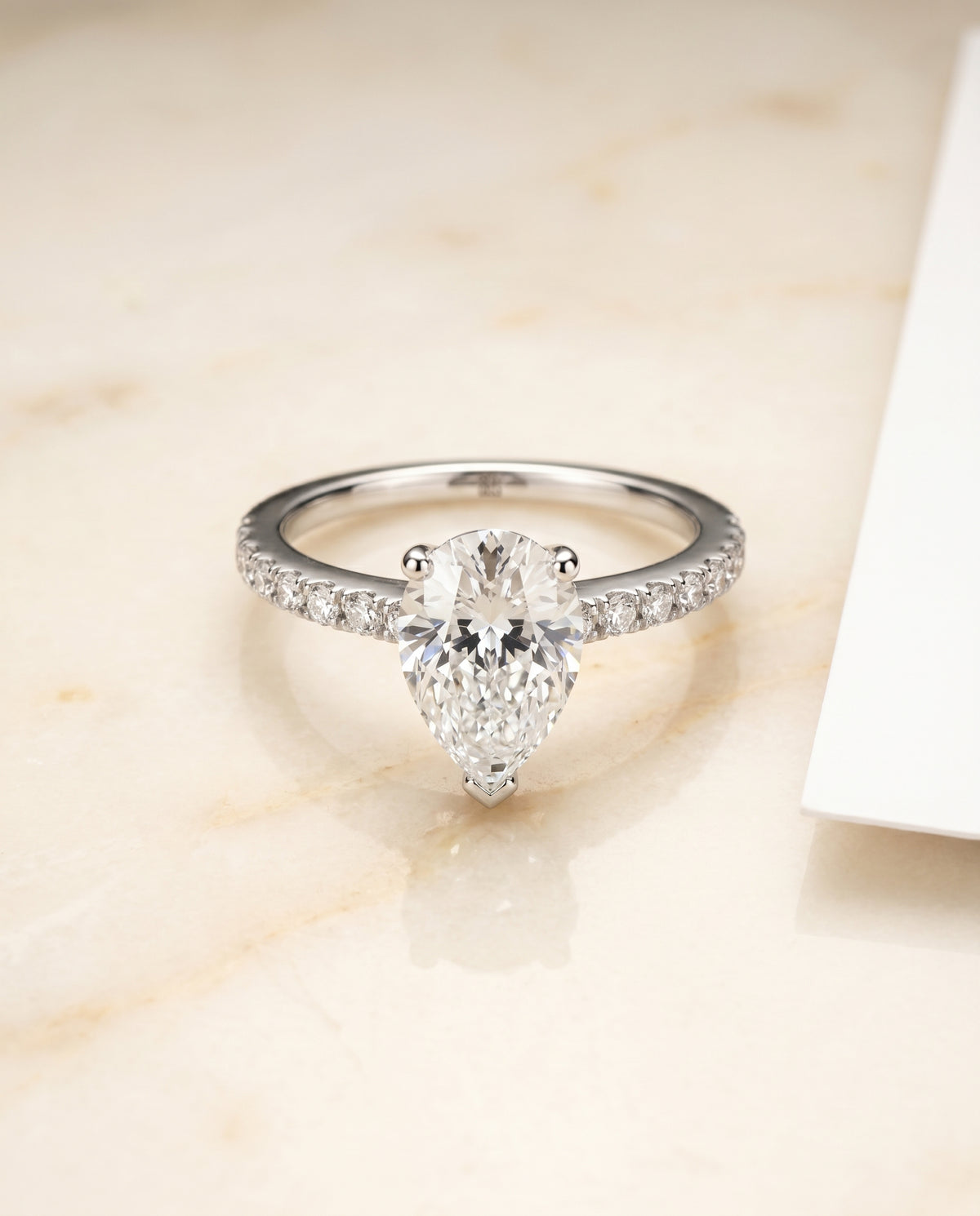 The Norah pear engagement ring setting in 18K White Gold | RockHer