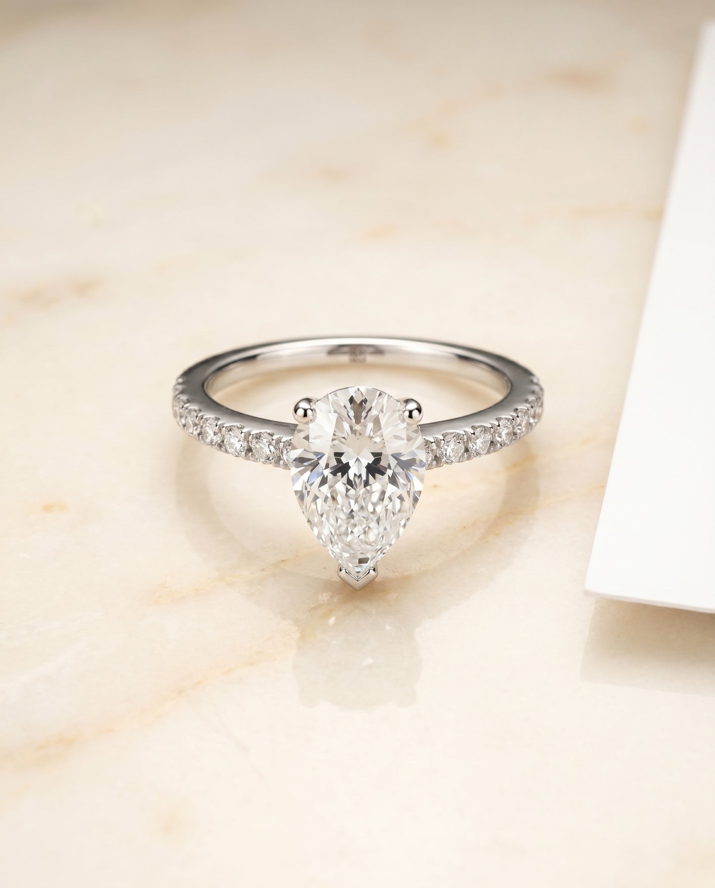 The Norah Engagement Ring Setting for Pear Diamonds in Platinum | RockHer