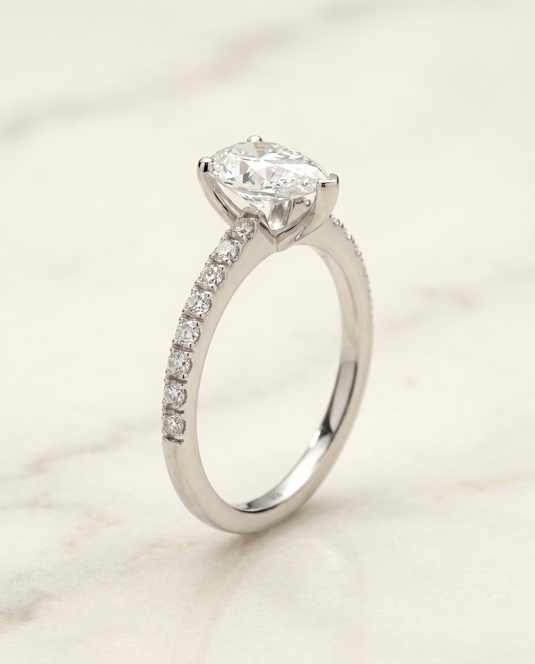 Classic Linear French Pavé styling on The Norah pear engagement ring setting | RockHer