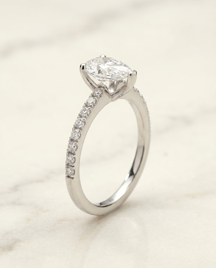 The Norah Engagement Ring Setting for Pear Diamonds in Platinum