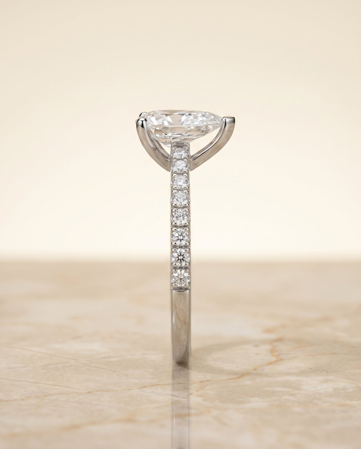 The Norah Engagement Ring Setting for Pear Diamonds in Platinum