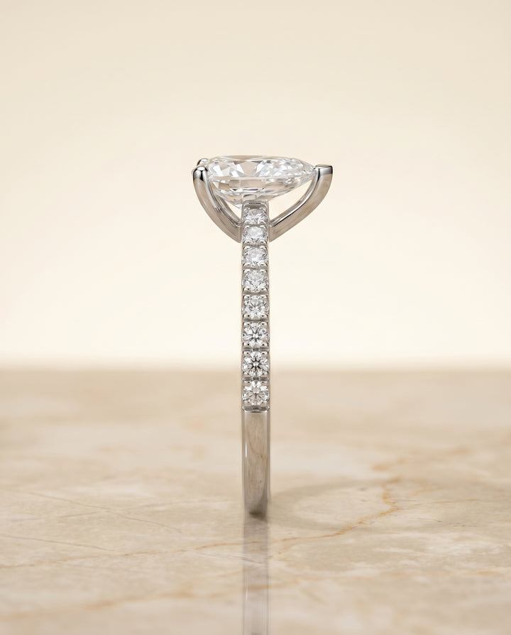 The Norah Engagement Ring Setting for Pear Diamonds in Platinum