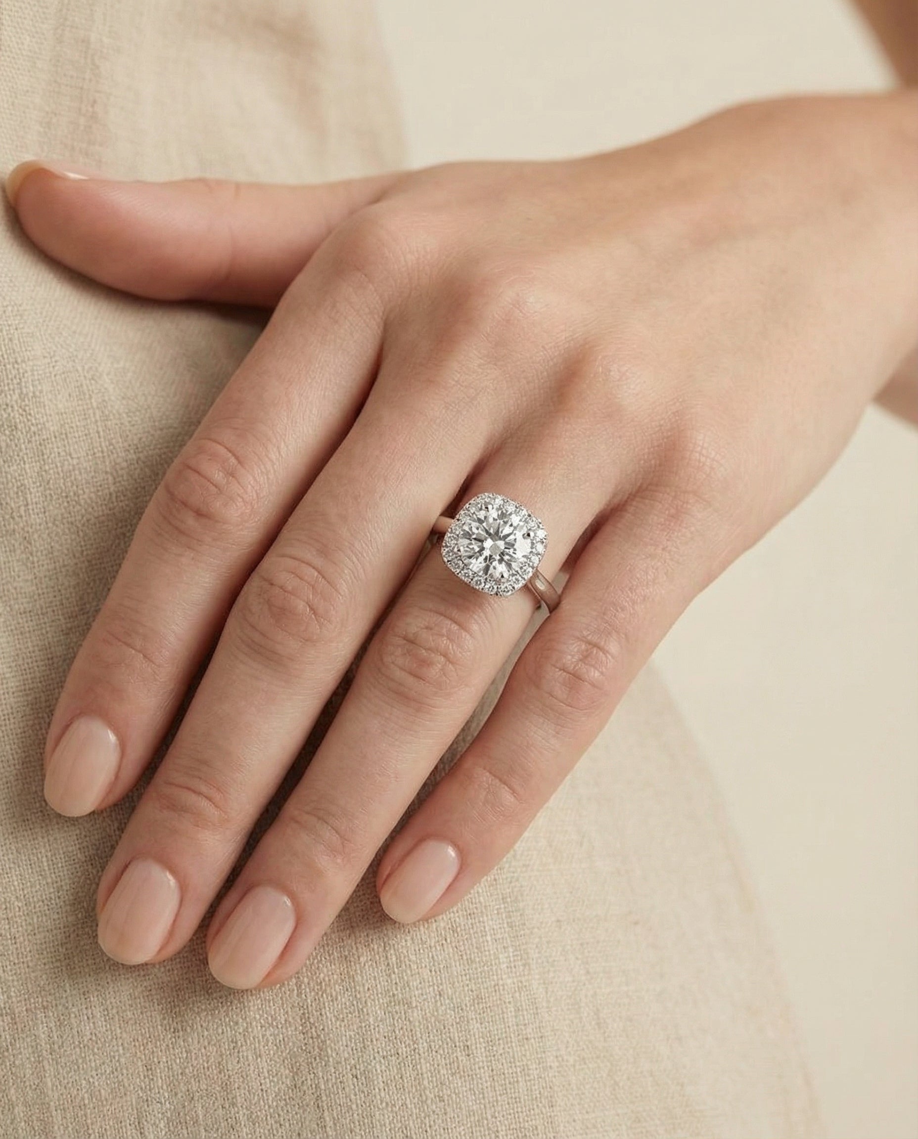 The Carnie setting for round diamonds, made to order in Platinum | RockHer