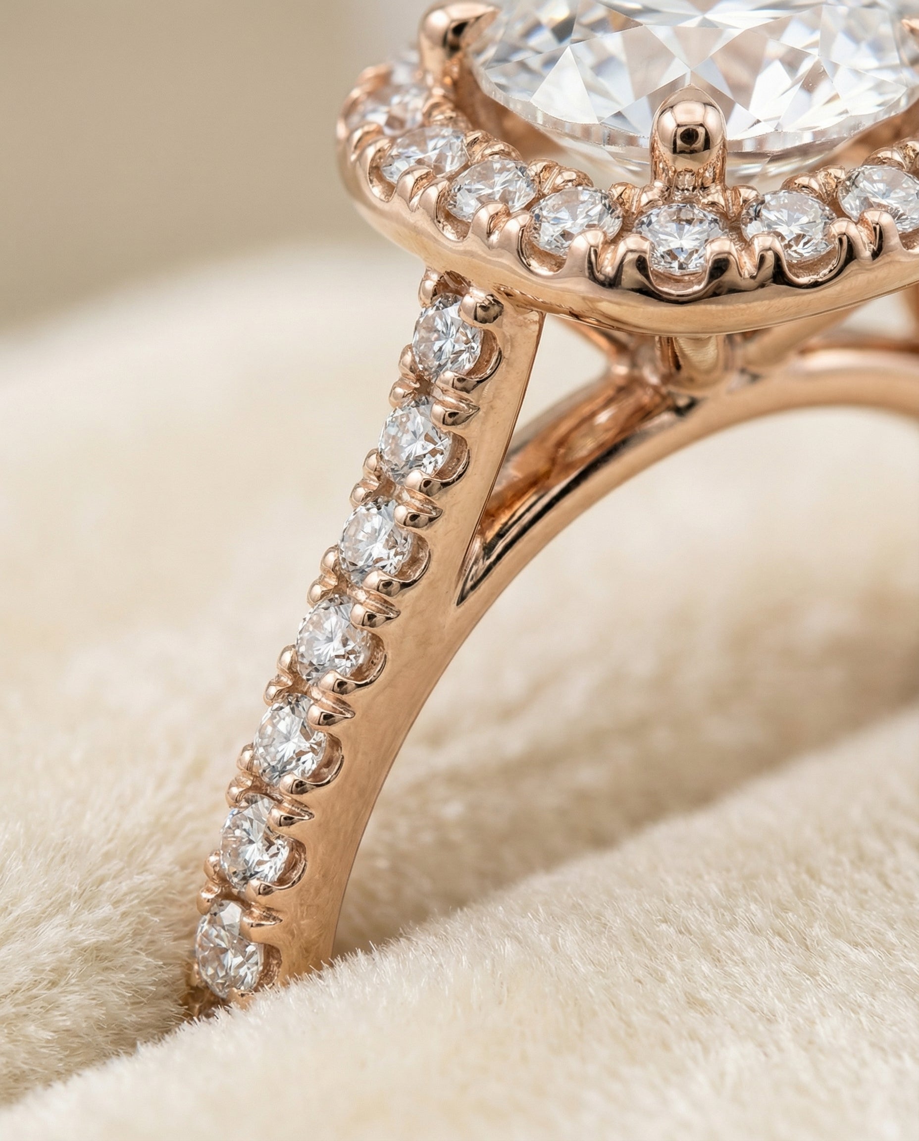 14K Rose Gold band of The Bianca round engagement ring setting | RockHer