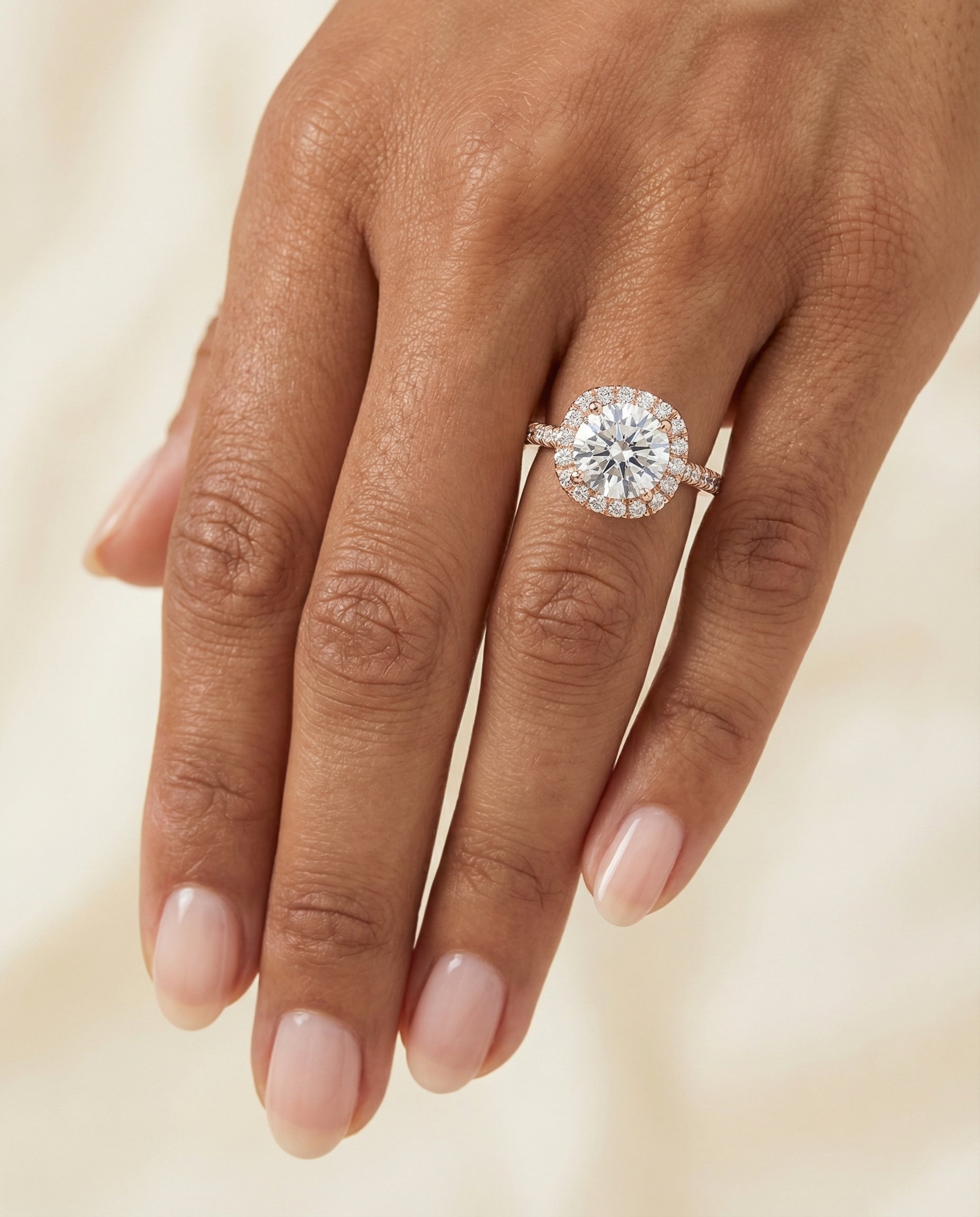 The Bianca setting for round diamonds, made to order in 14K Rose Gold | RockHer