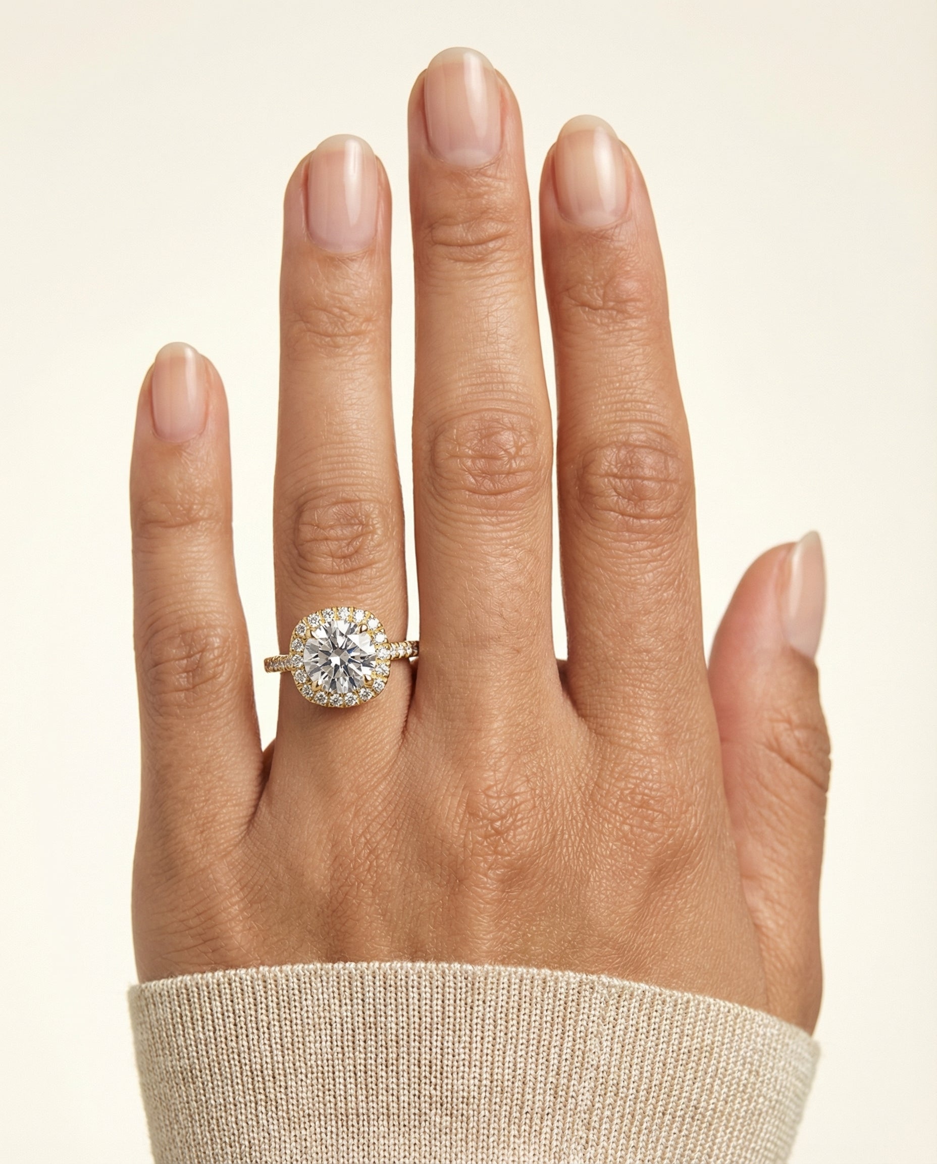 The Bianca setting for round diamonds, made to order in 18K Yellow Gold | RockHer