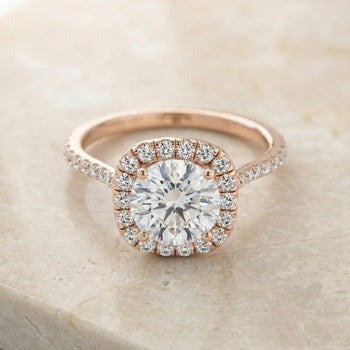 The Everly Classic Shared Prong Halo Round Engagement Ring Setting in 14K Rose Gold
