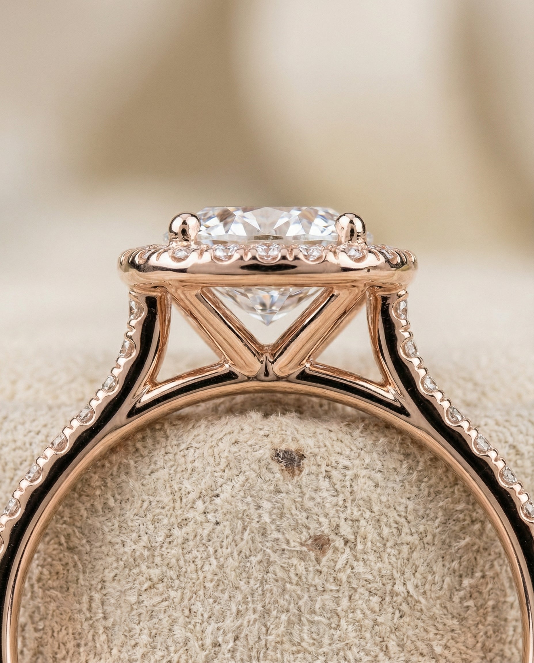 14K Rose Gold band of The Everly round engagement ring setting | RockHer