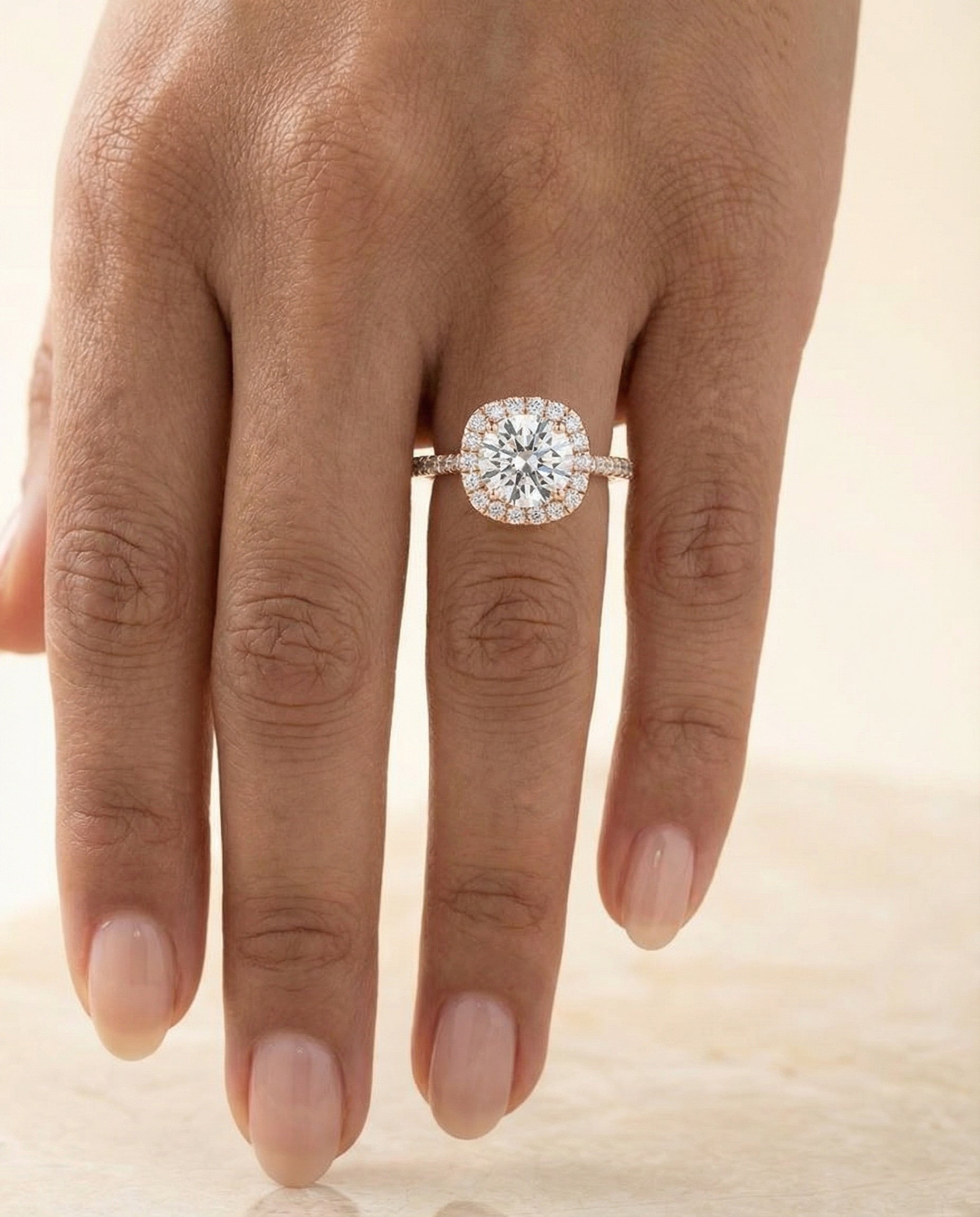 The Everly setting for round diamonds, made to order in 14K Rose Gold | RockHer