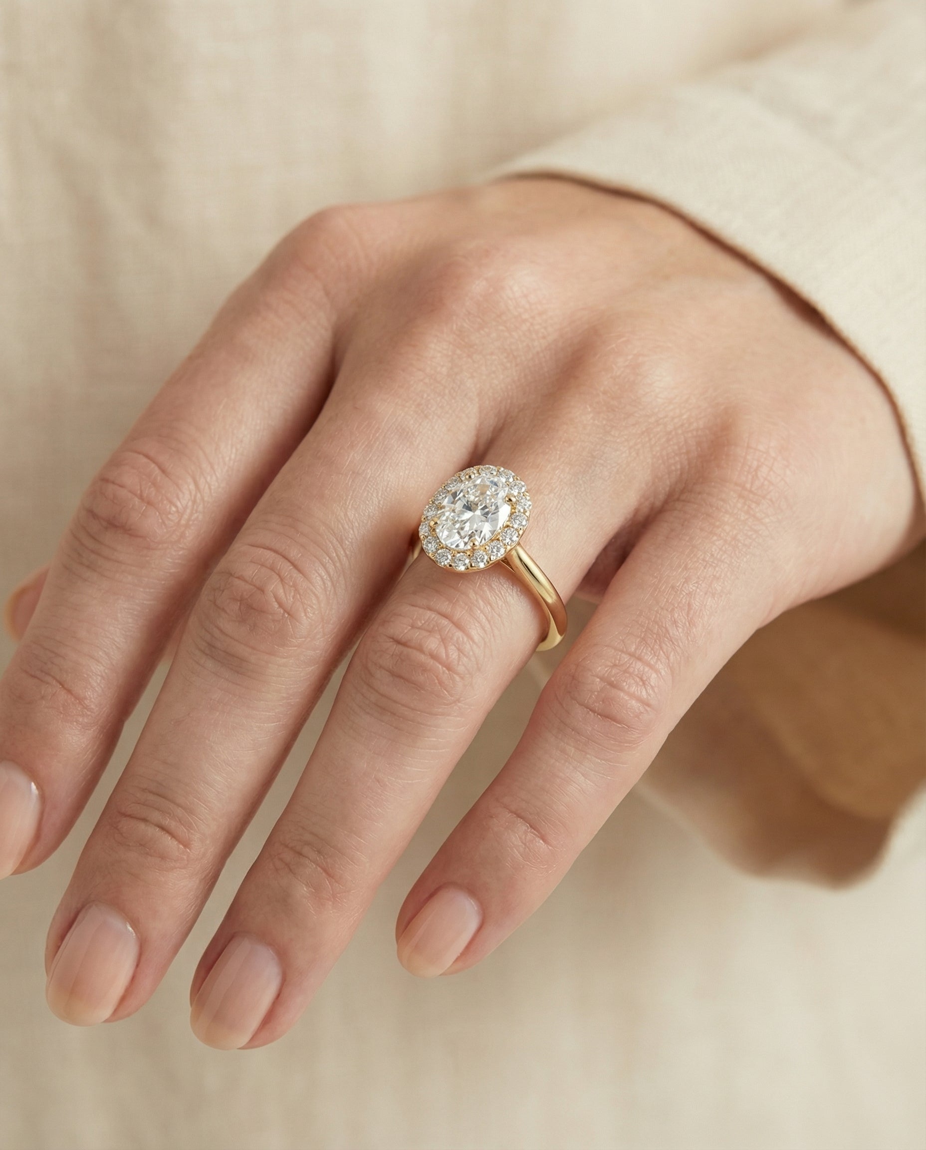 The Etta setting for oval diamonds, made to order in 18K Yellow Gold | RockHer