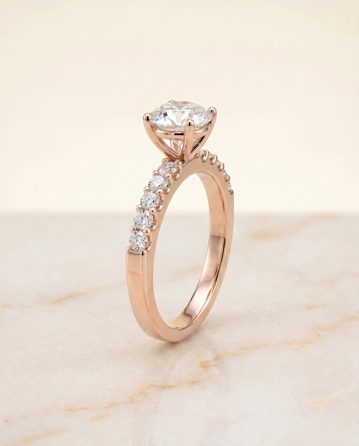 The Olivia round engagement ring setting in 14K Rose Gold | RockHer
