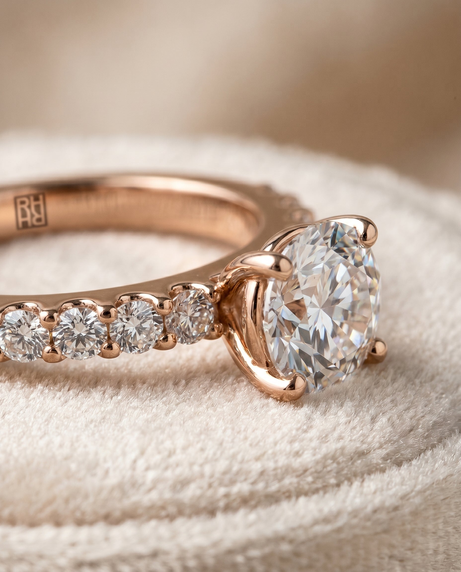 14K Rose Gold band of The Olivia round engagement ring setting | RockHer