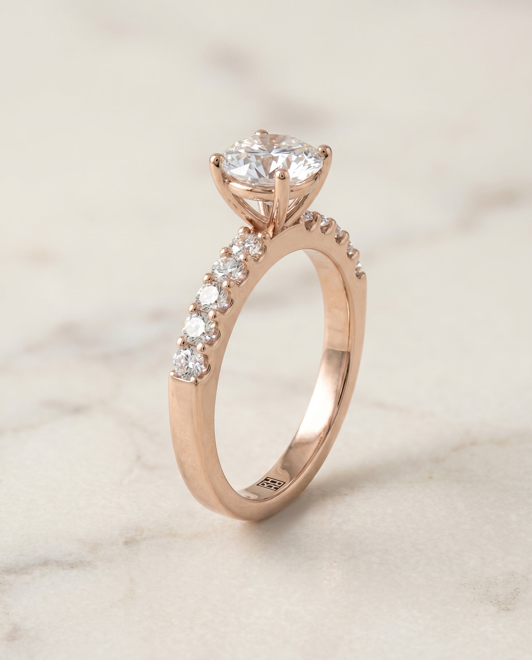 The Olivia pavé engagement ring setting, shown in 14K Rose Gold | RockHer