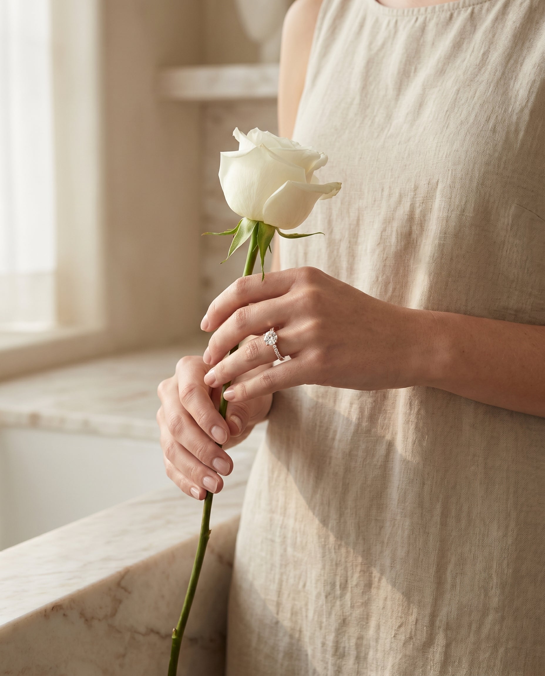 Olivia Select Pavé Round Lab Diamond Engagement Ring in 14K Rose Gold, lifestyle | RockHer