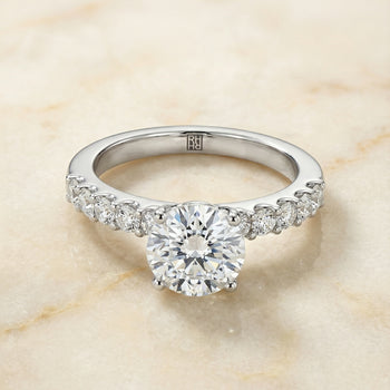 The Olivia Pavé Round Engagement Ring Setting in Platinum