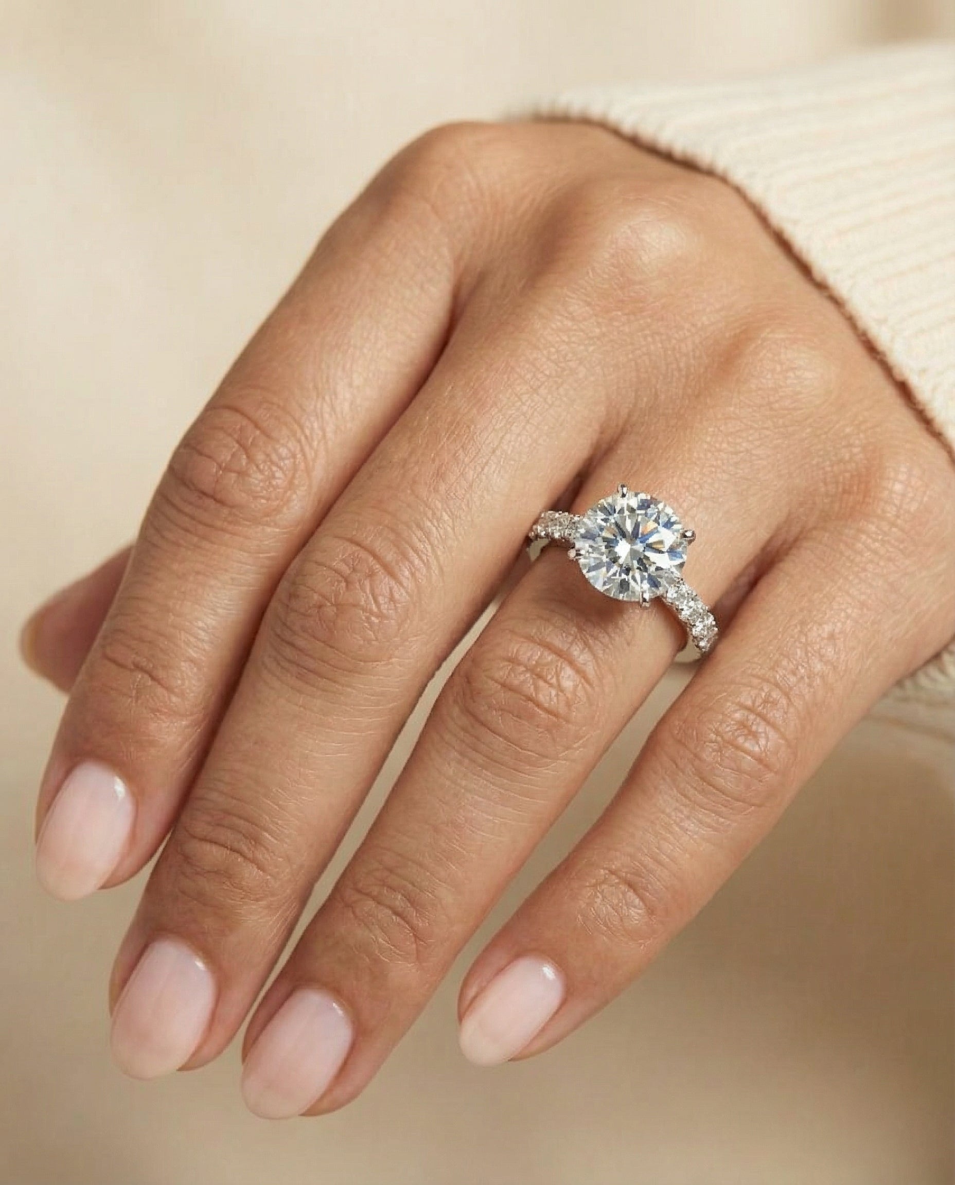 The Olivia engagement ring setting in Platinum, pavé design | RockHer