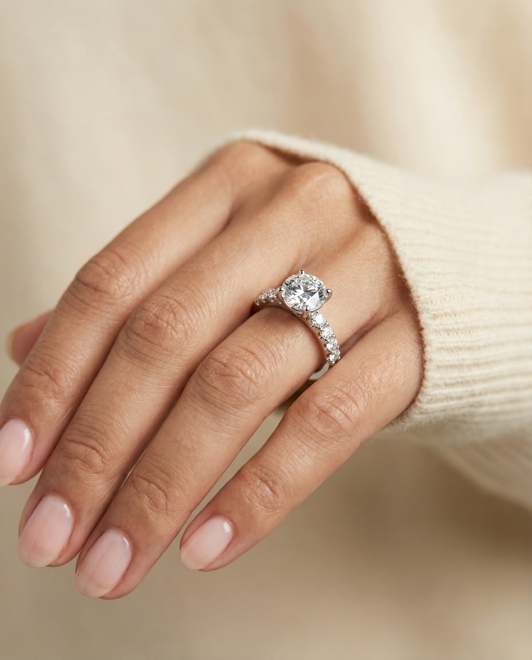 The Olivia setting for round diamonds, made to order in Platinum | RockHer