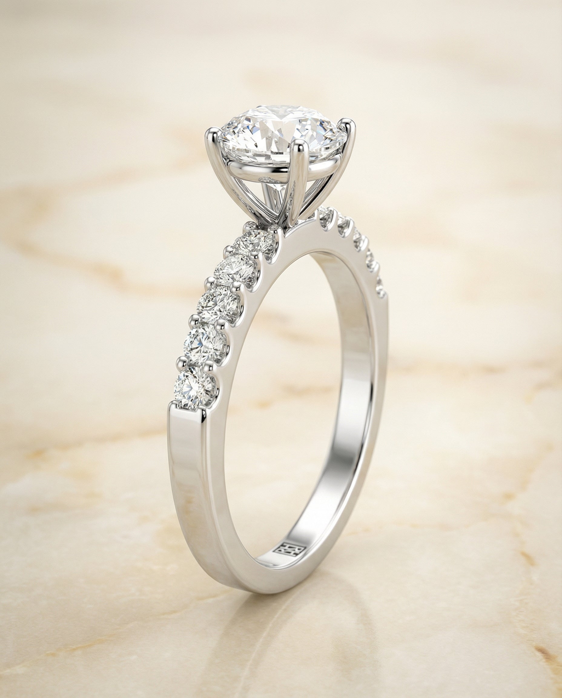 The Olivia pavé engagement ring setting, shown in Platinum | RockHer