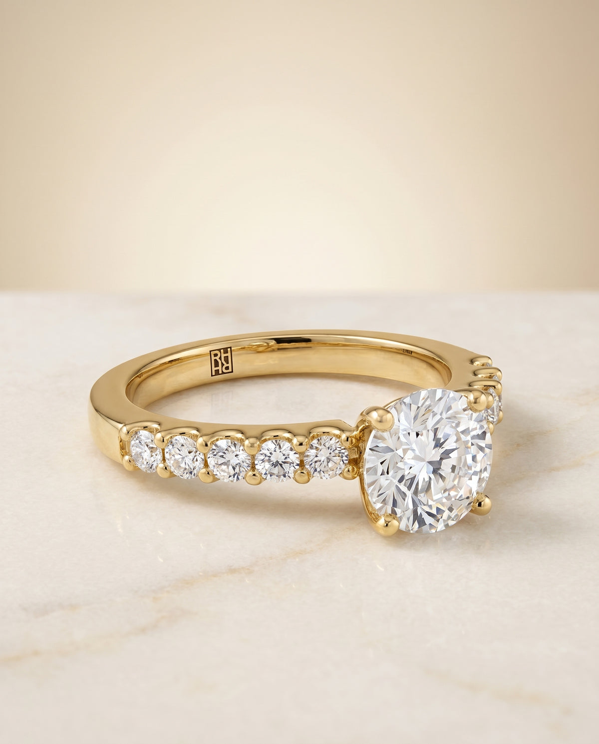 The Olivia round engagement ring setting in 18K Yellow Gold | RockHer