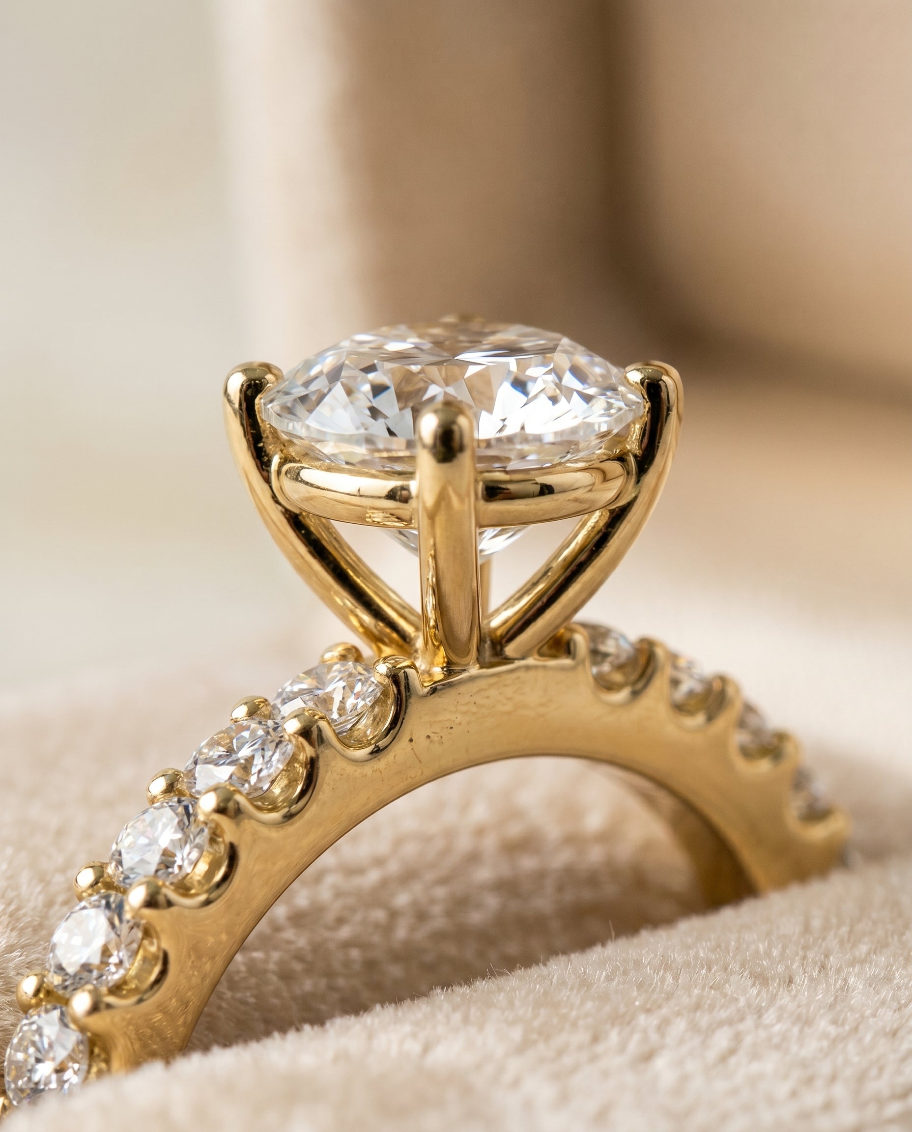 18K Yellow Gold band of The Olivia round engagement ring setting | RockHer