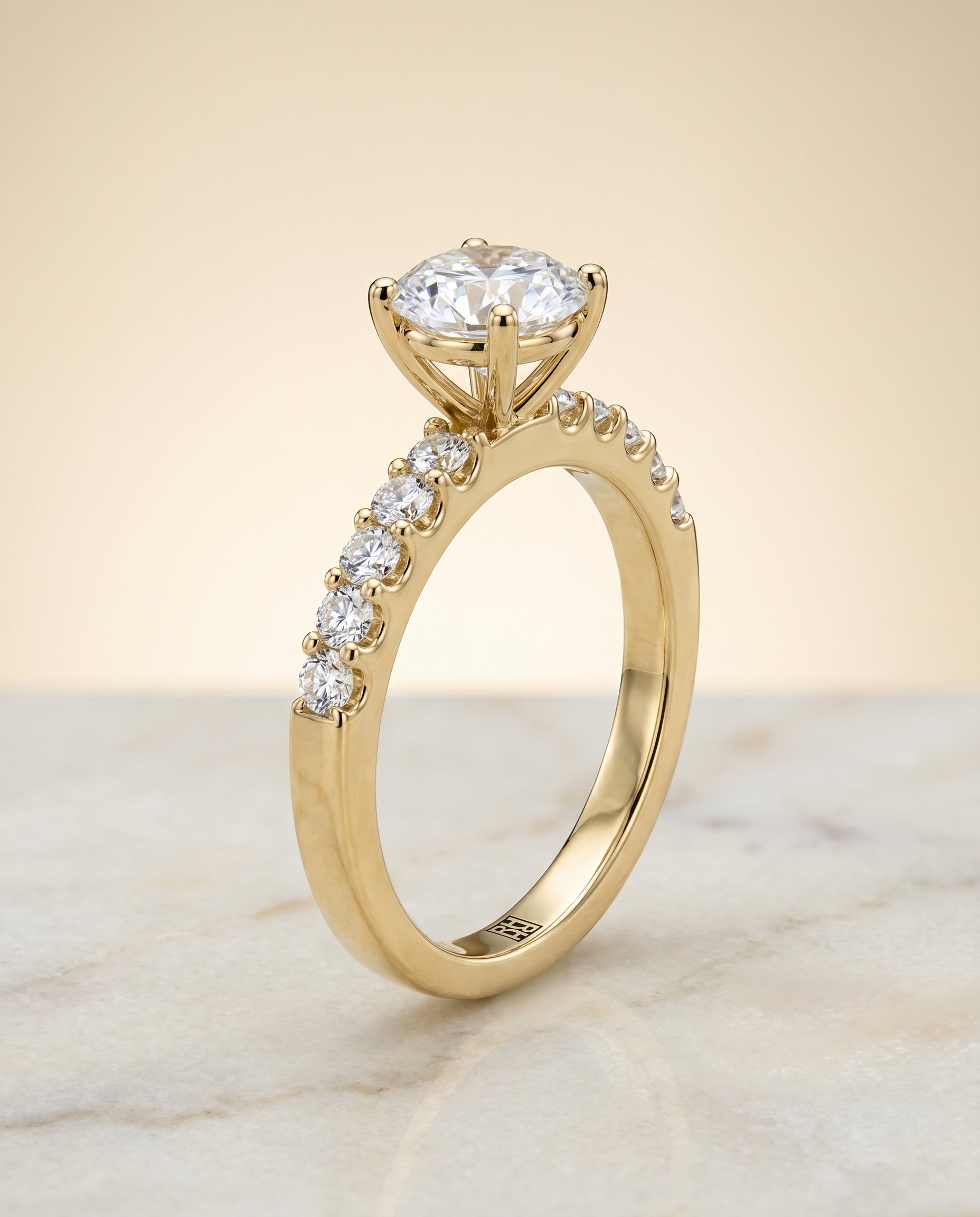 Pavé styling on The Olivia round engagement ring setting | RockHer