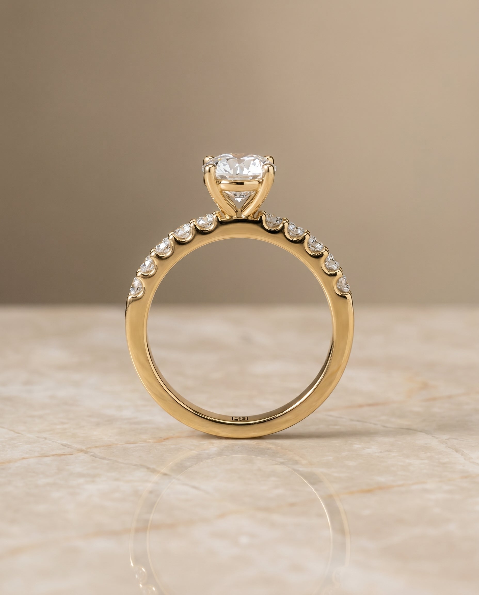 The Olivia pavé engagement ring setting, shown in 18K Yellow Gold | RockHer