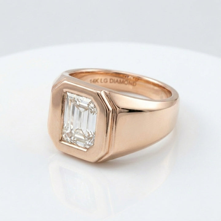 Women's Classic Square lab-grown diamond letter signet ring in 14K Rose Gold, letter D, product photography