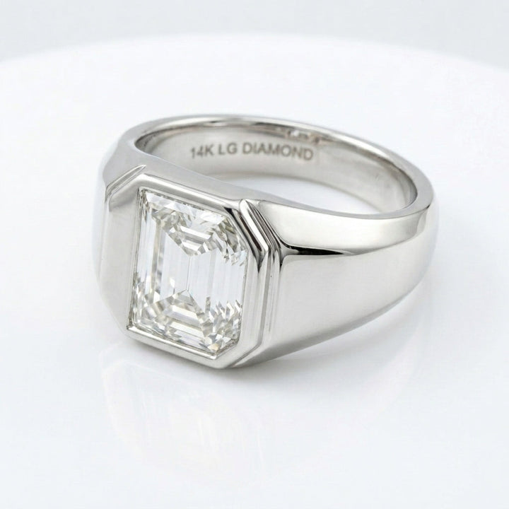 Women's Classic Square lab-grown diamond letter signet ring in 14K White Gold, letter D, product photography