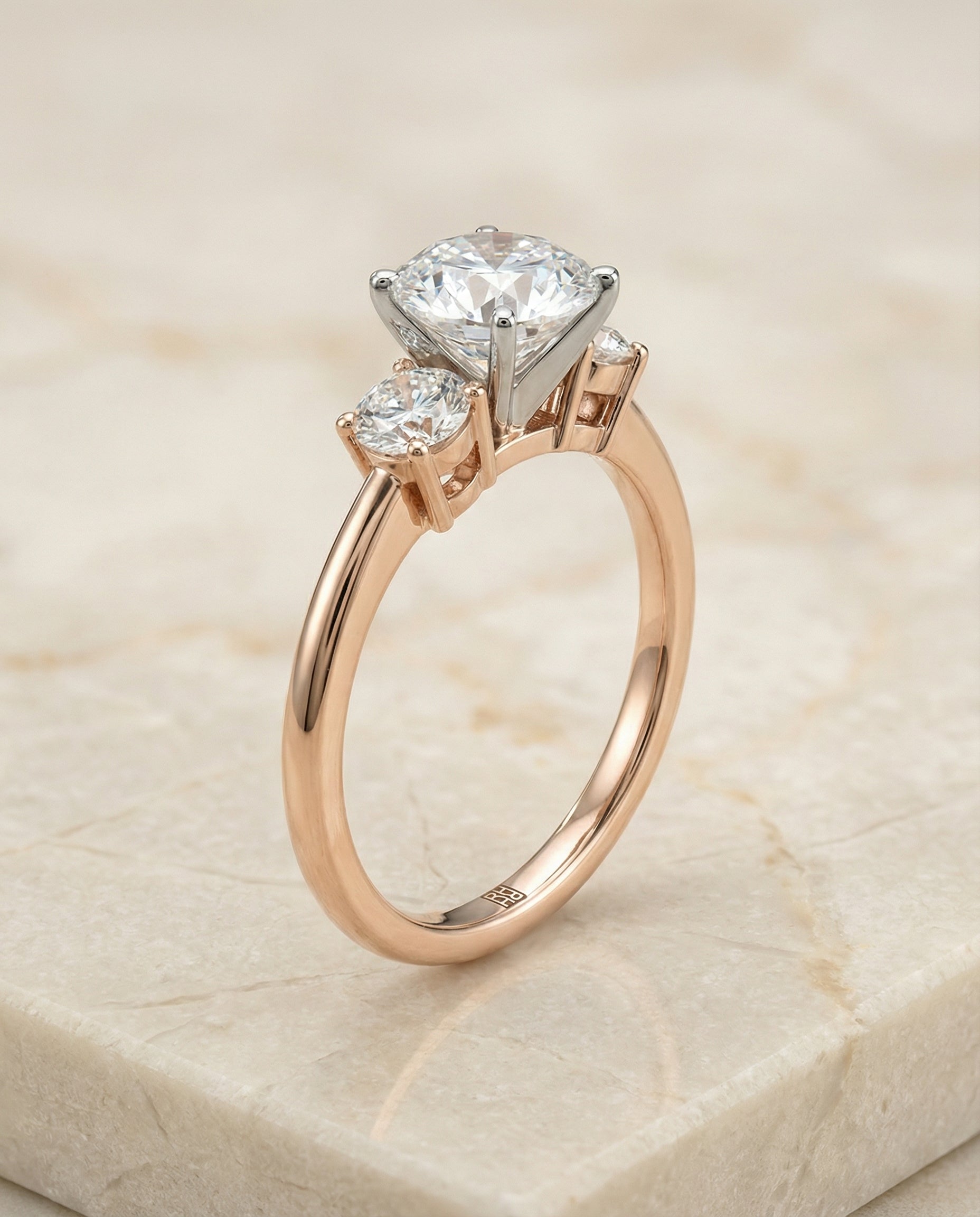 The Anita round engagement ring setting in 14K Rose Gold | RockHer