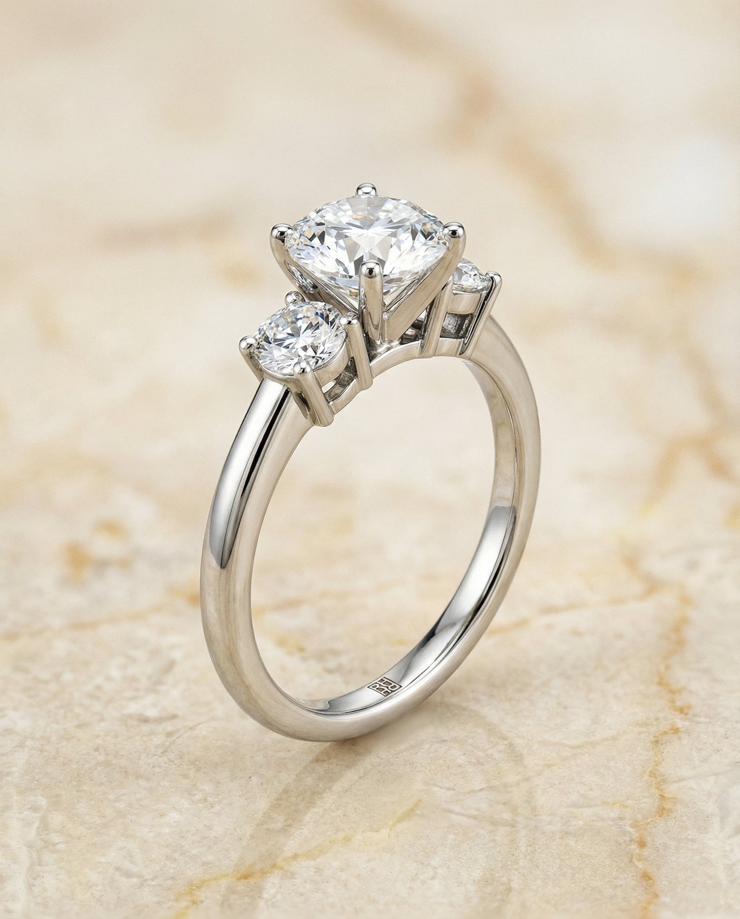 The Anita Select Classic Three Stone Cushion Solitaire Engagement Ring with Lab Diamond in Platinum — view 2