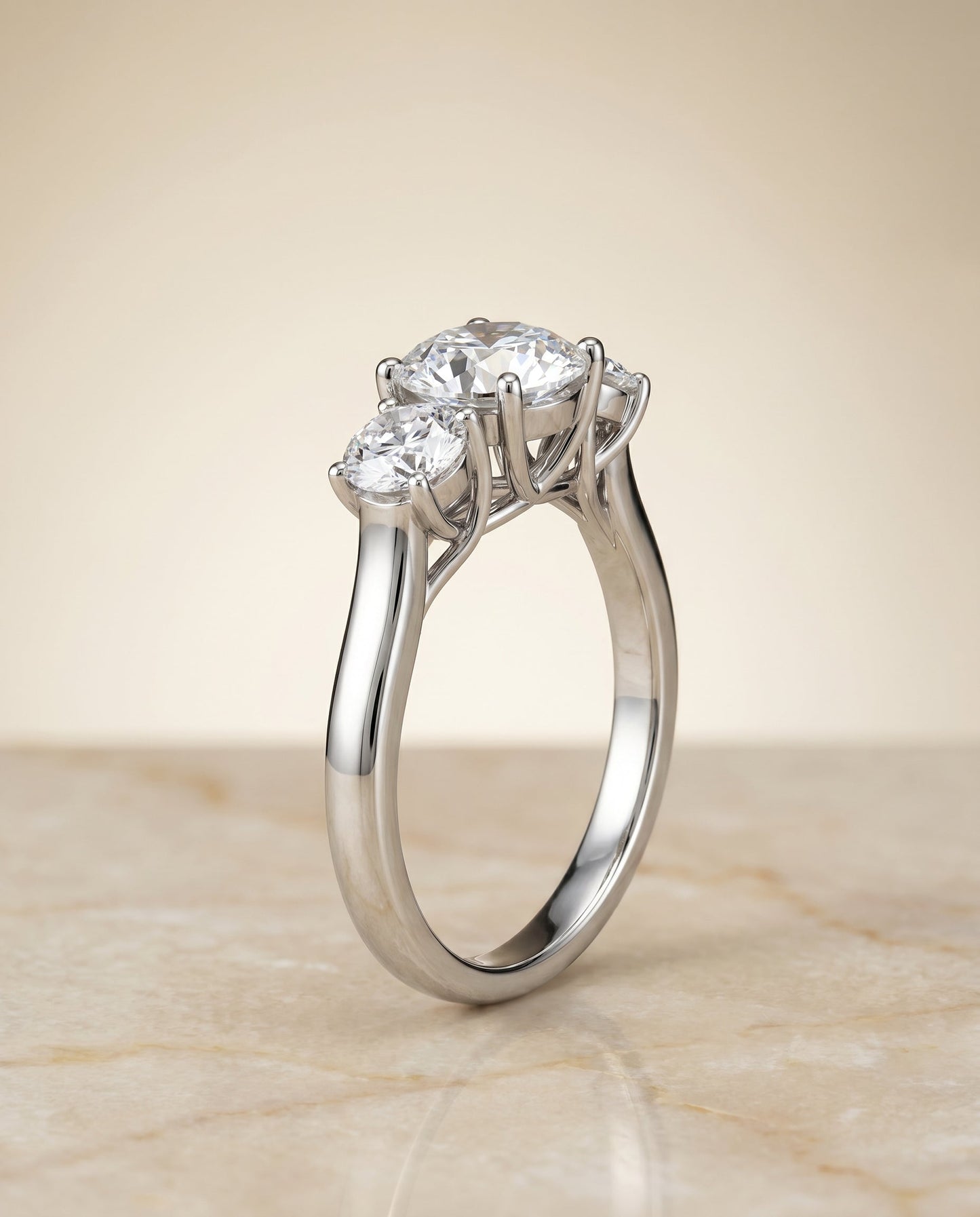 Natalie Select Classic Three Stone Solitaire in 14K White Gold – view 1
