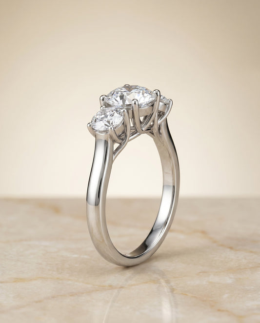 Natalie Select Classic Three Stone Solitaire in 14K White Gold – view 1